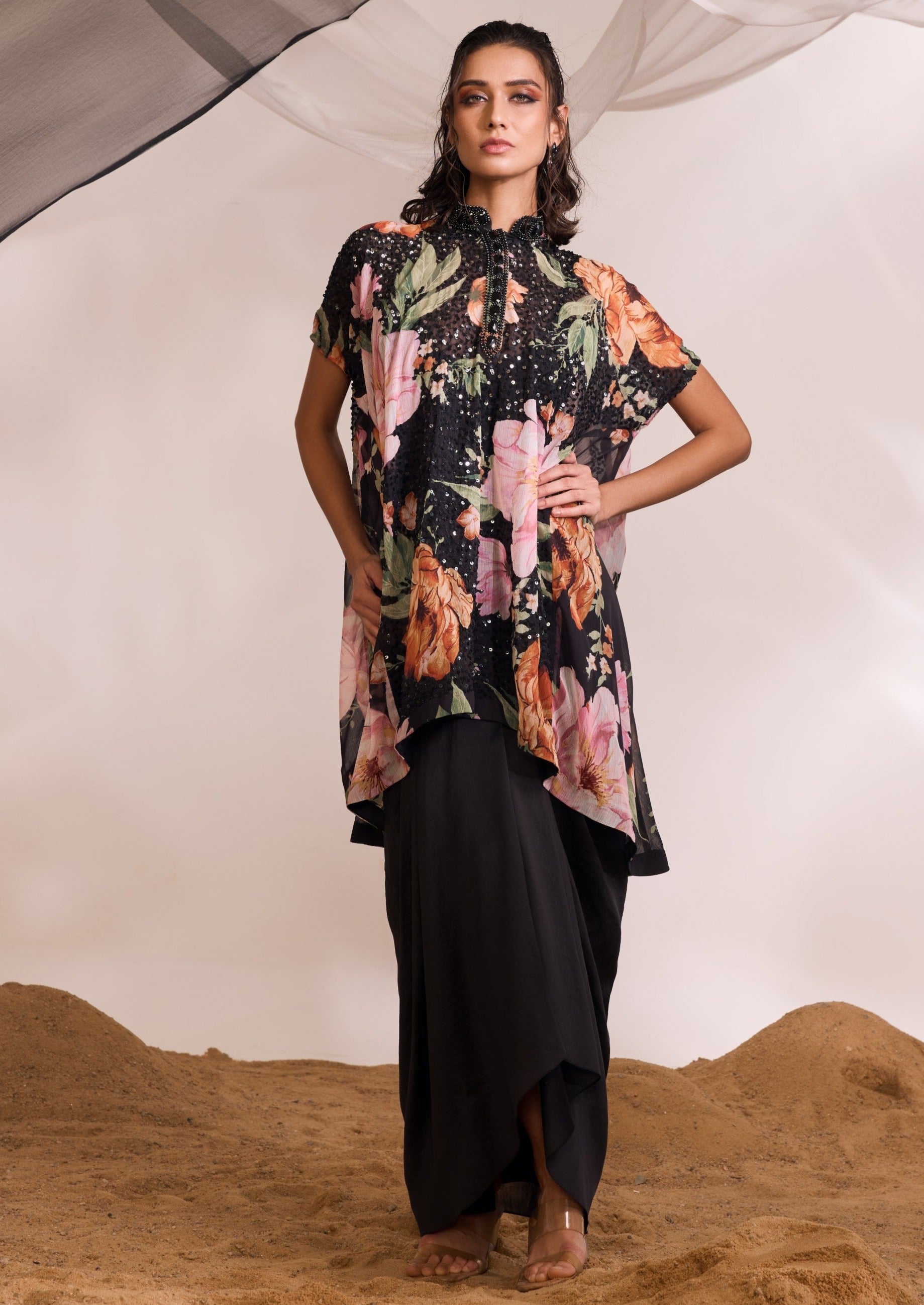 Black Liana Kurti Set