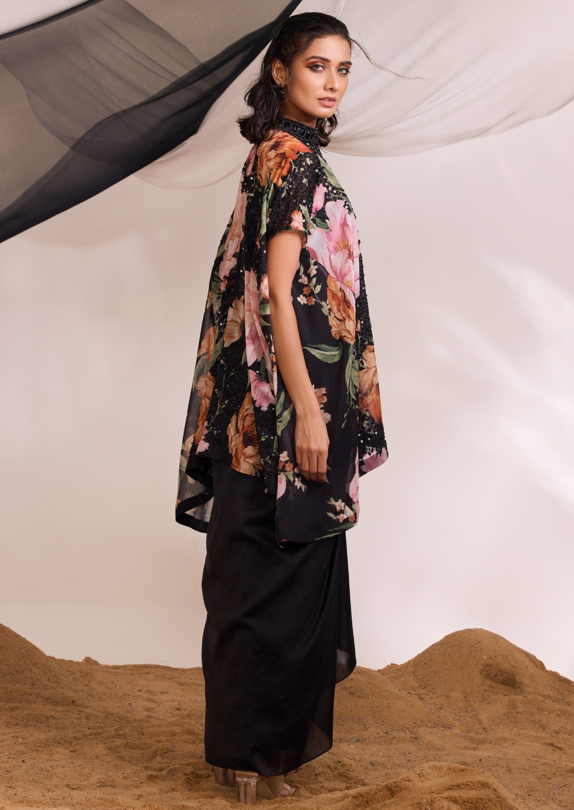 Black Liana Kurti Set
