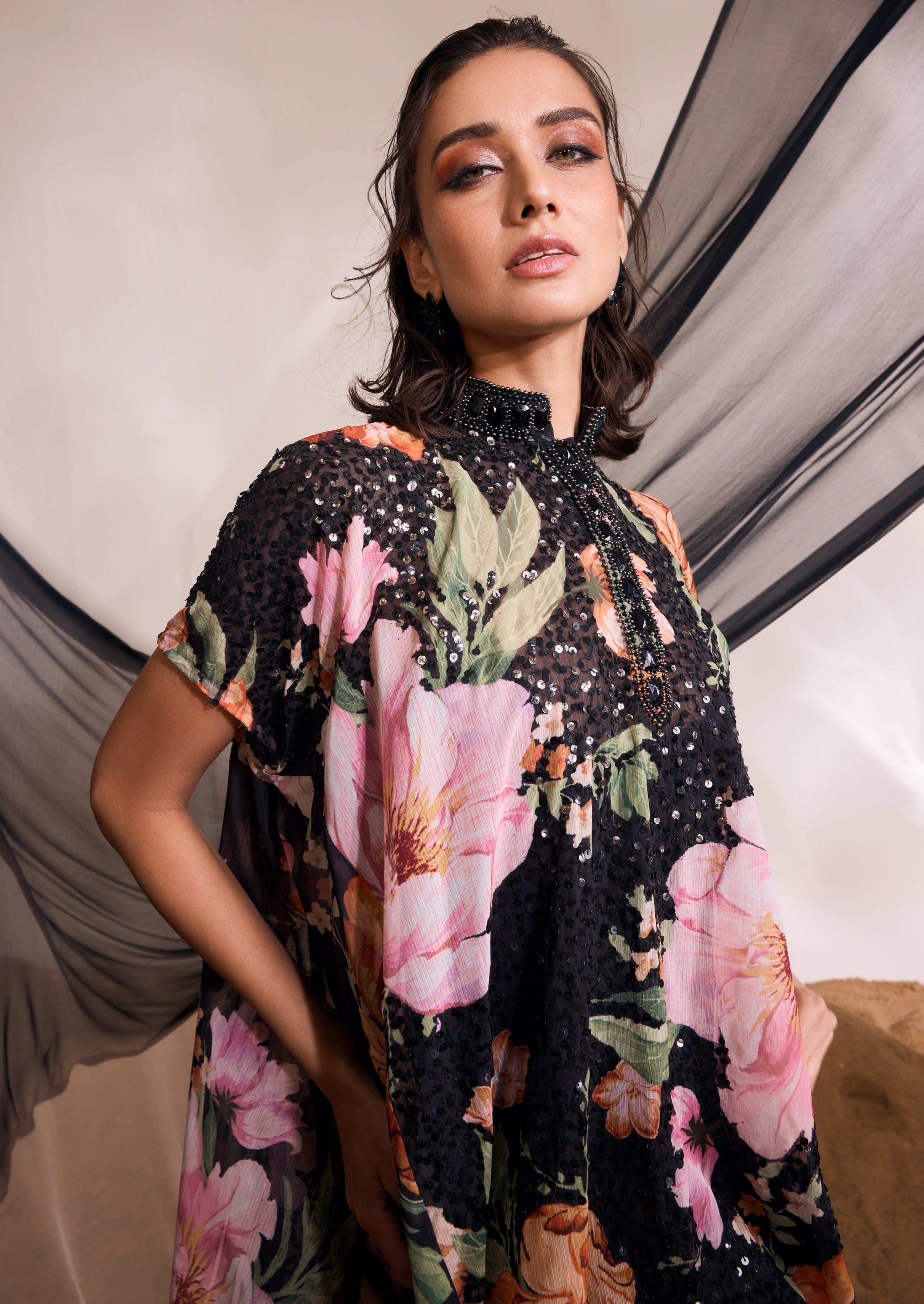 Black Liana Kurti Set