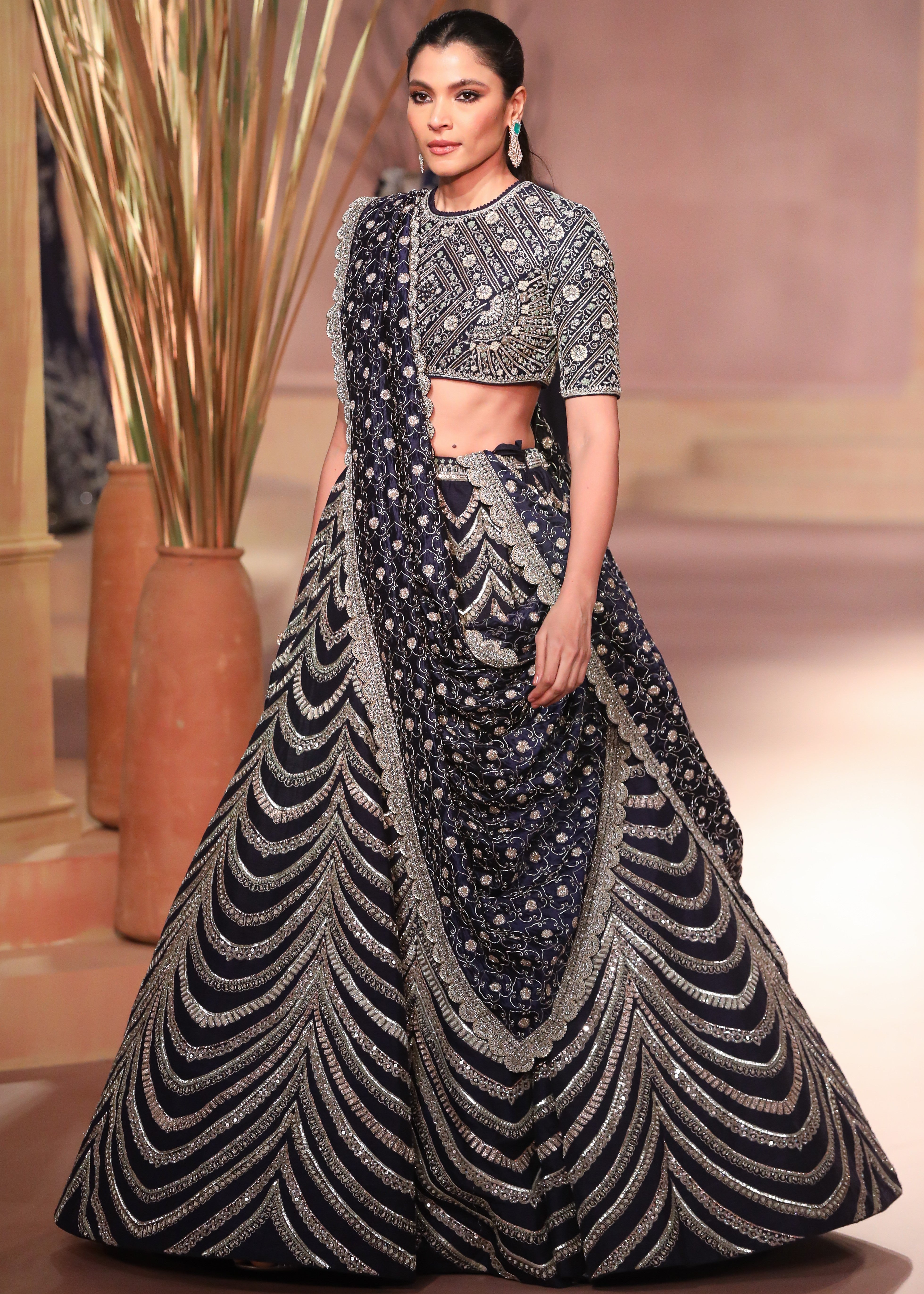 Purple Raw Silk Lehenga Set