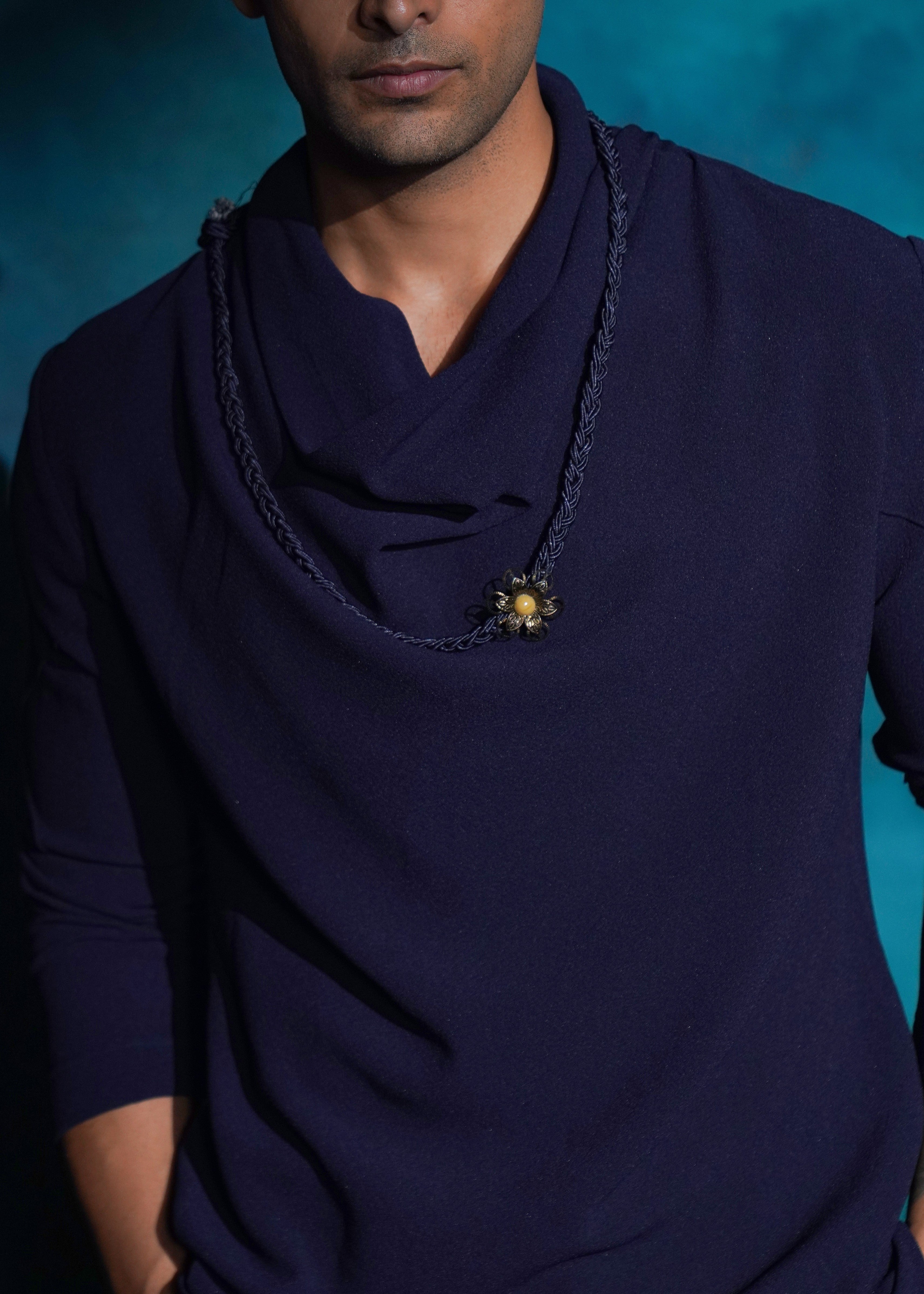 Midnight Blue Cowl Kurta Set