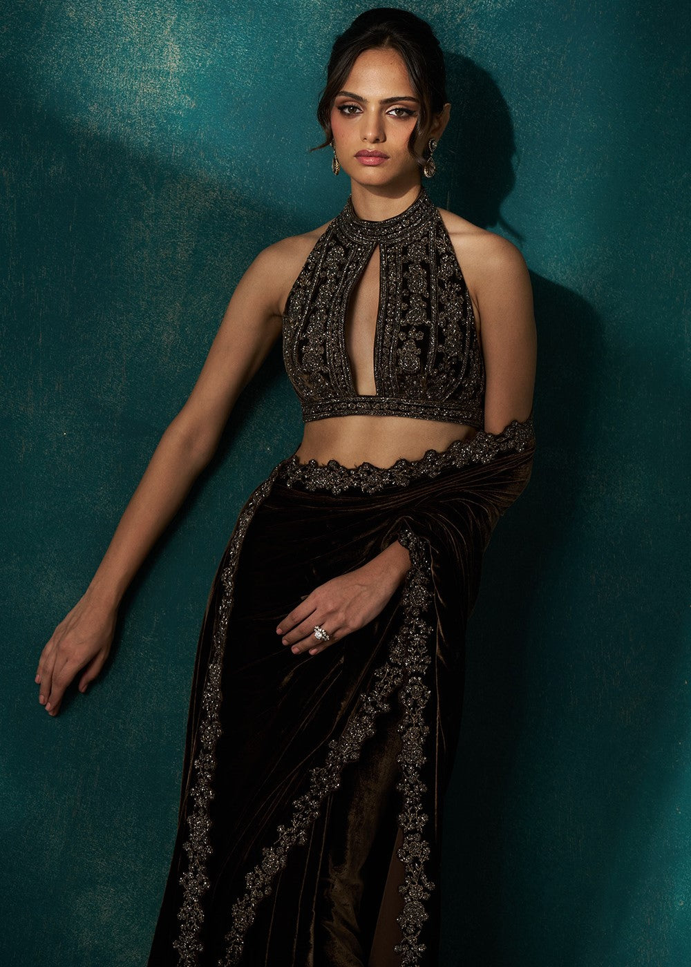 Coffee Velvet Sari