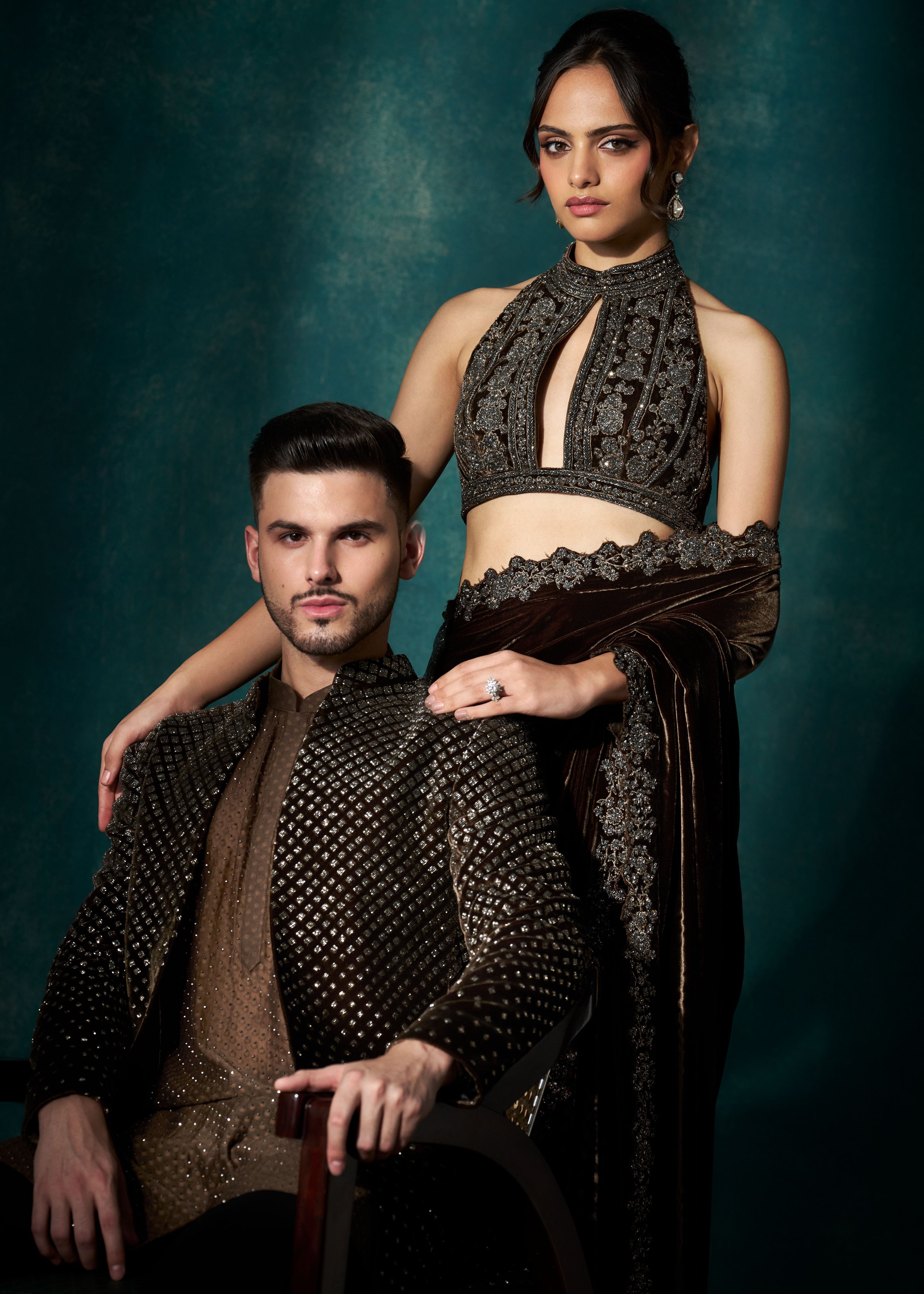 Coffee Velvet Sari