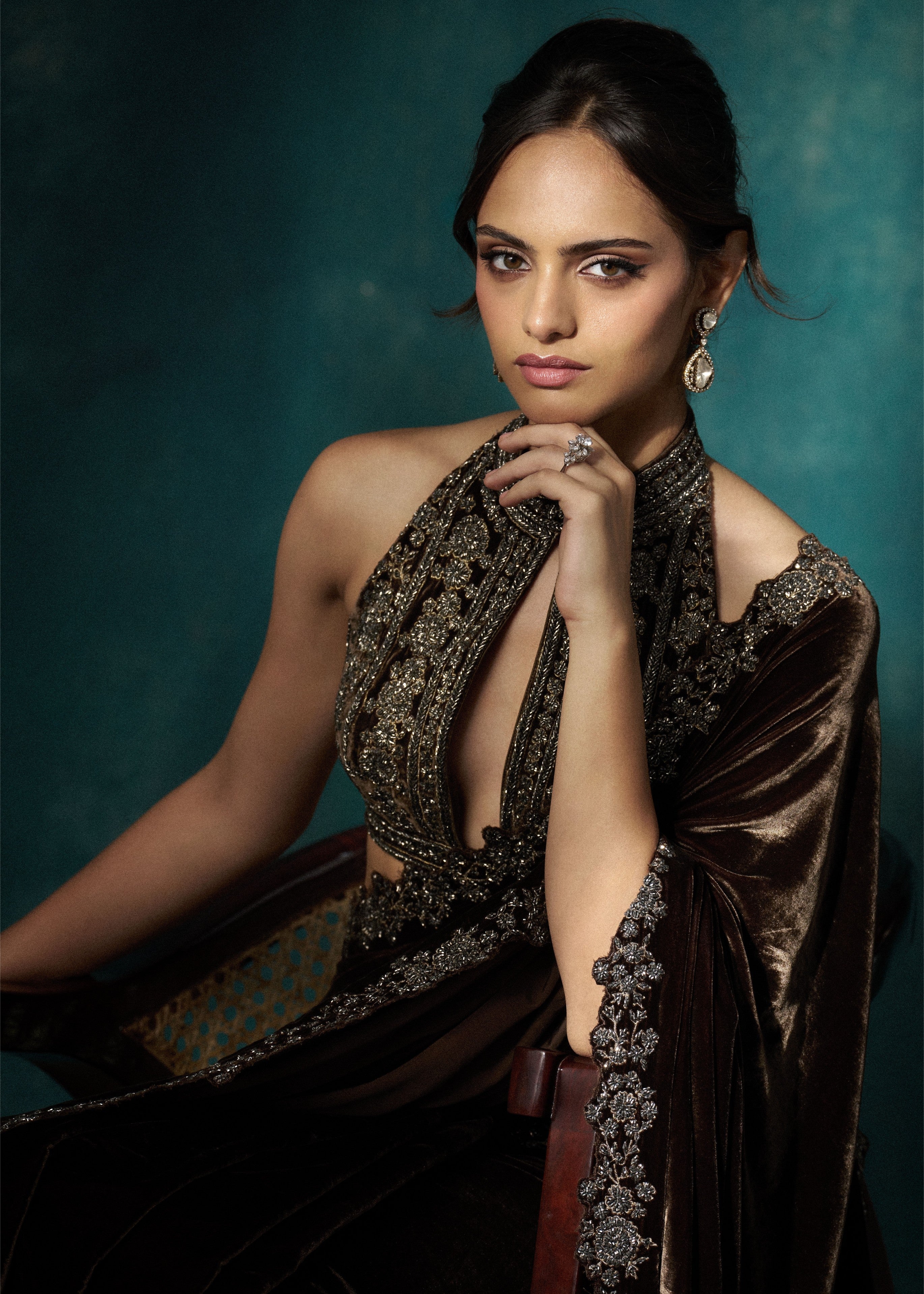 Coffee Velvet Sari