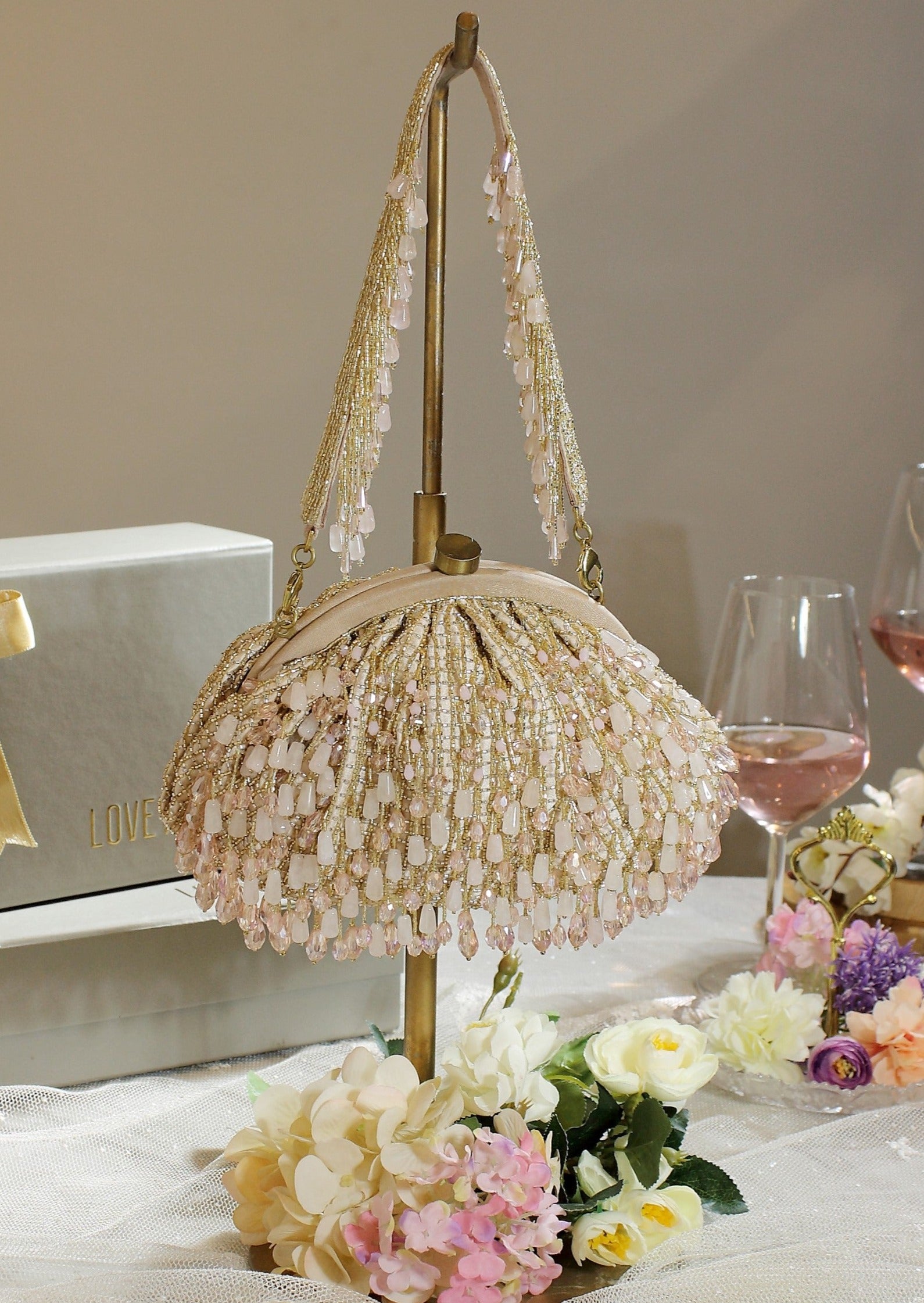 Opal Soft Pouch Rose Quartz Pink Clutch