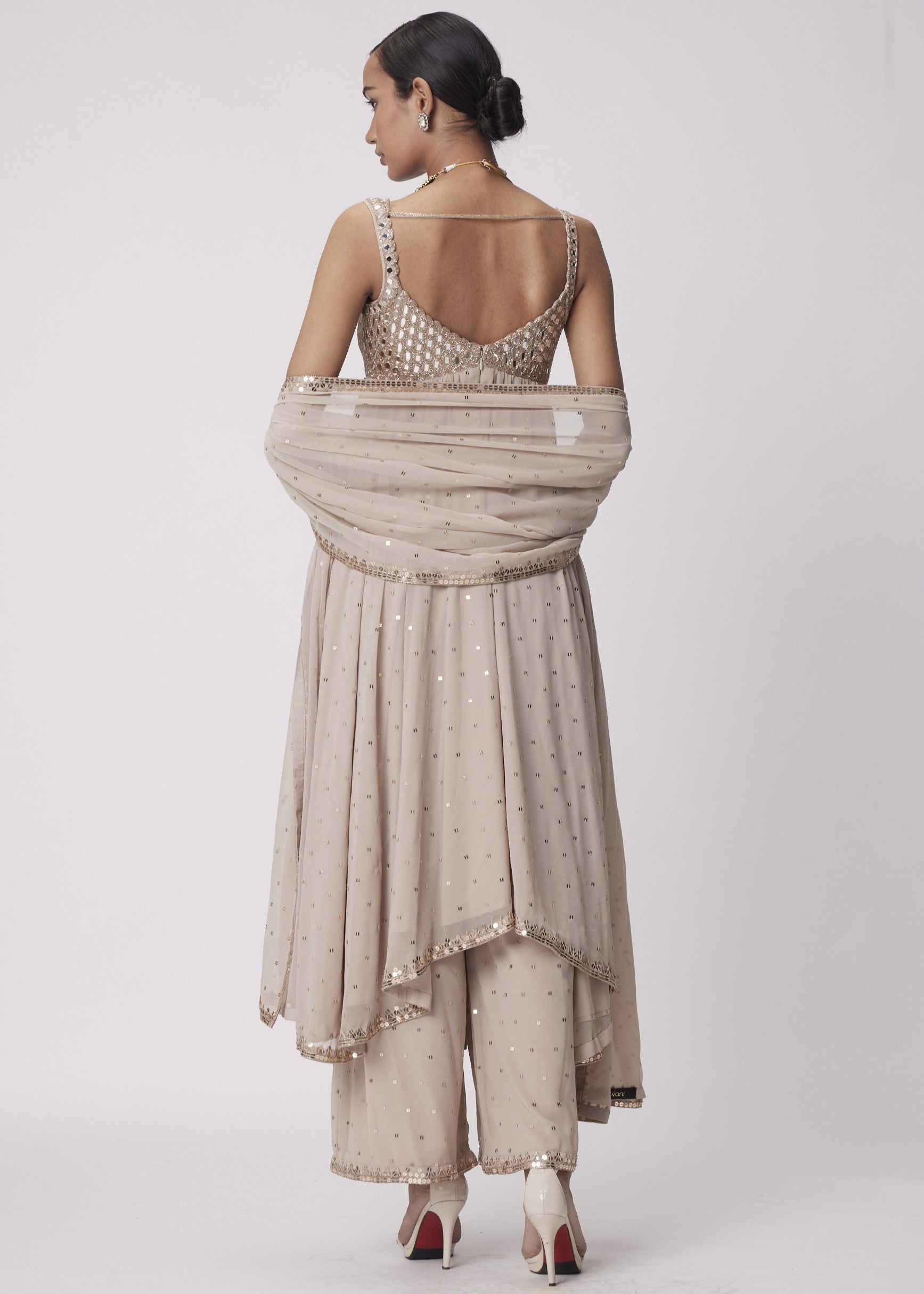 Light Beige High Low Kurta Set