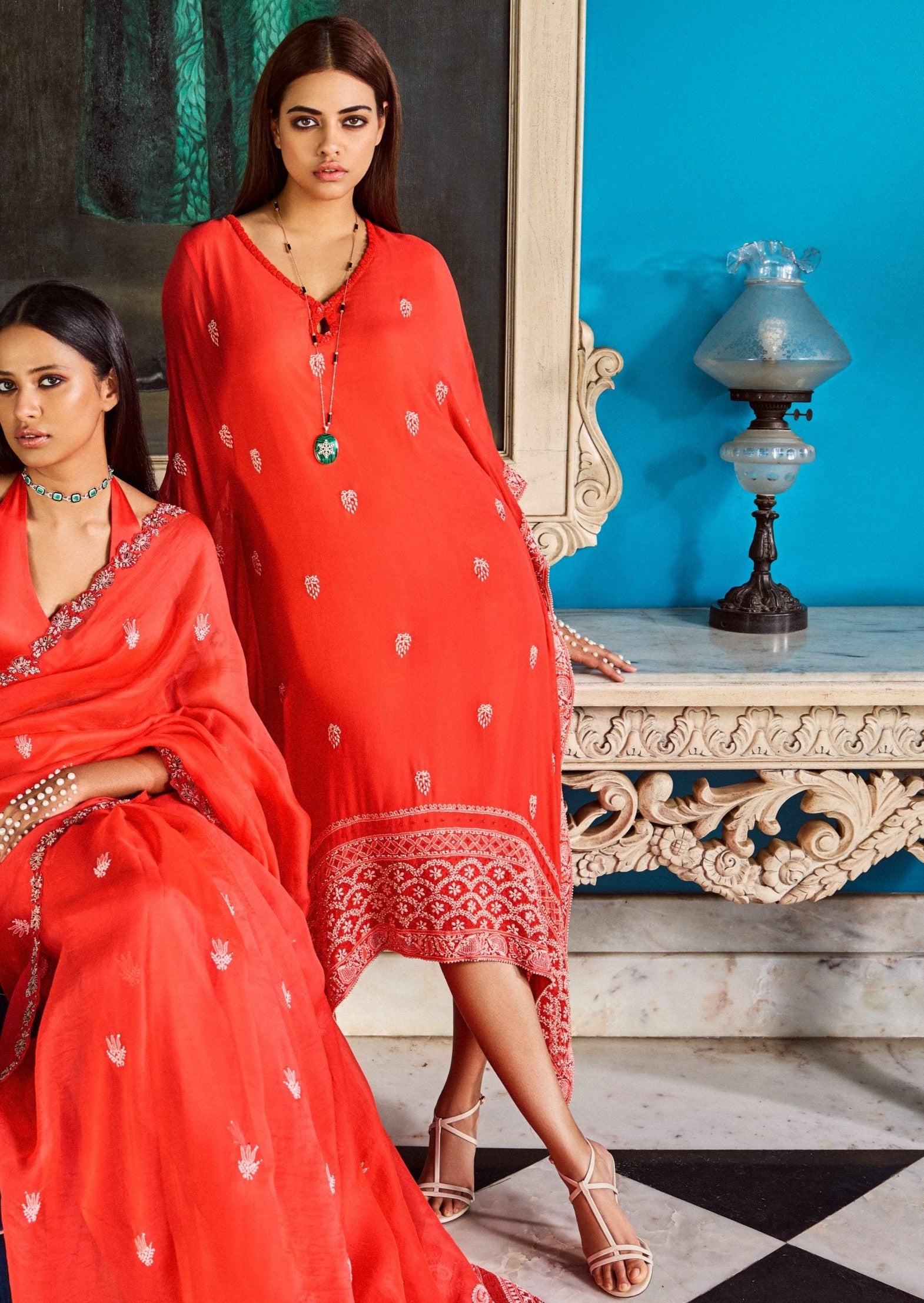 Dalia Chikankari Kaftan