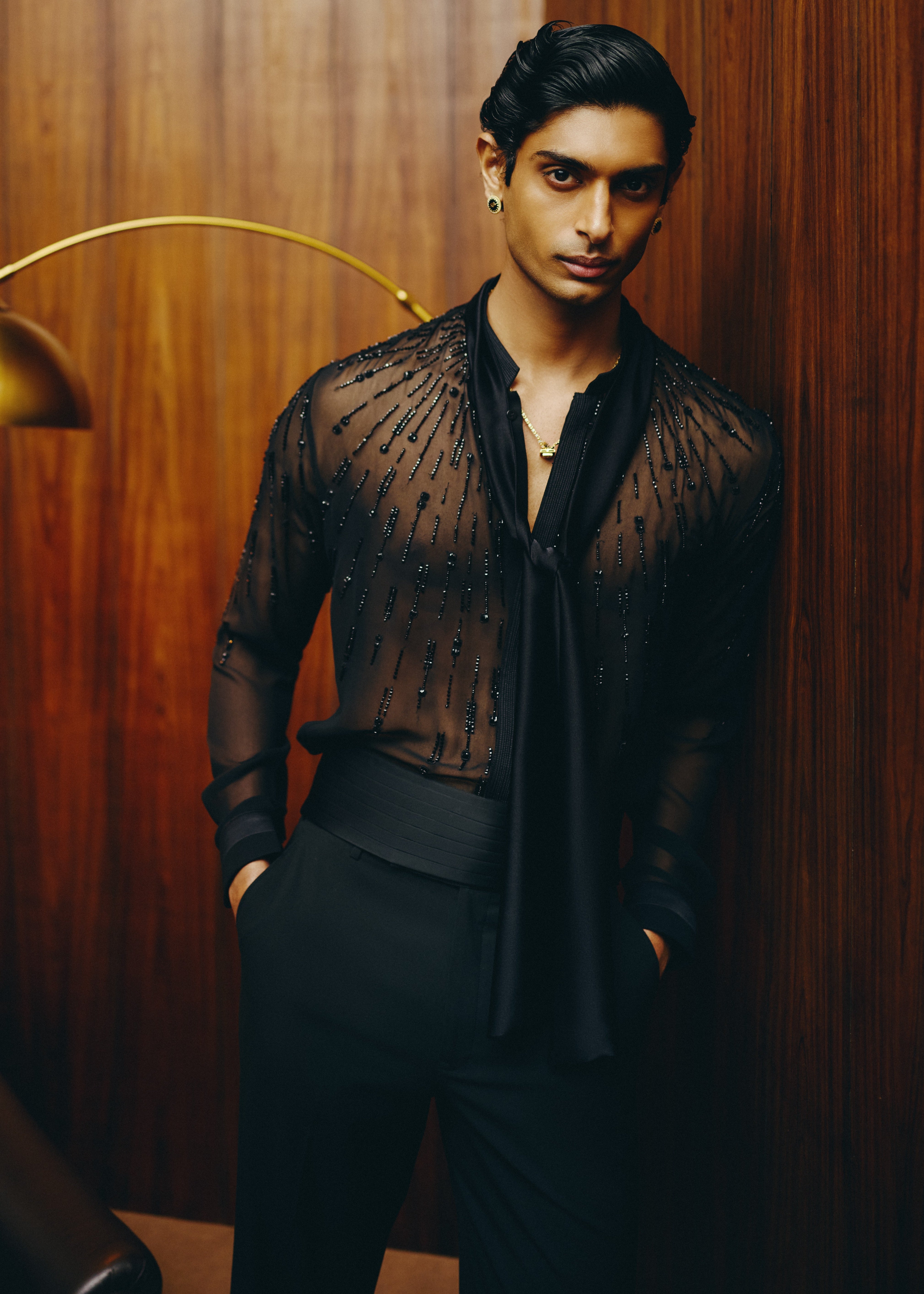 Noir Sheer Shirt And Pant Set