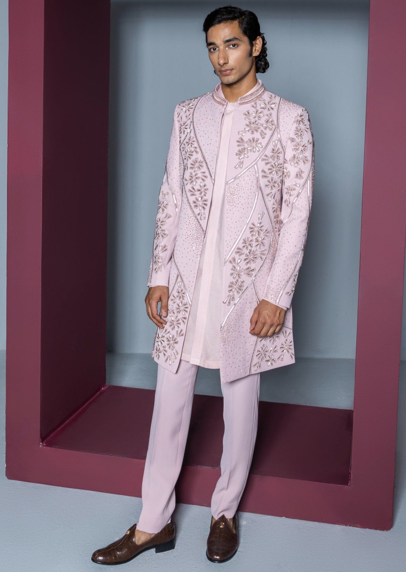 Mehroom Sherwani Set