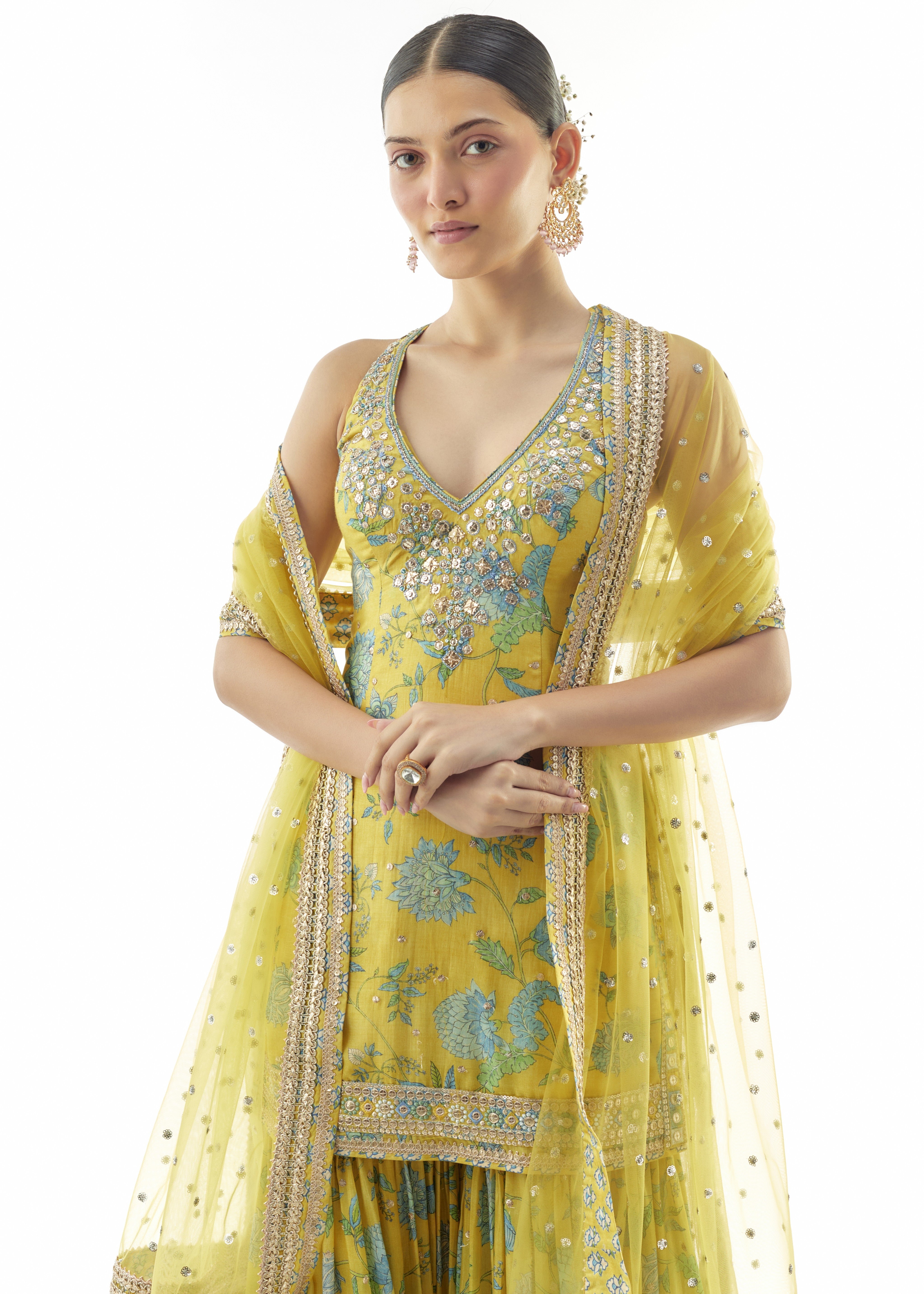 Yellow Dhvanika Halter Set