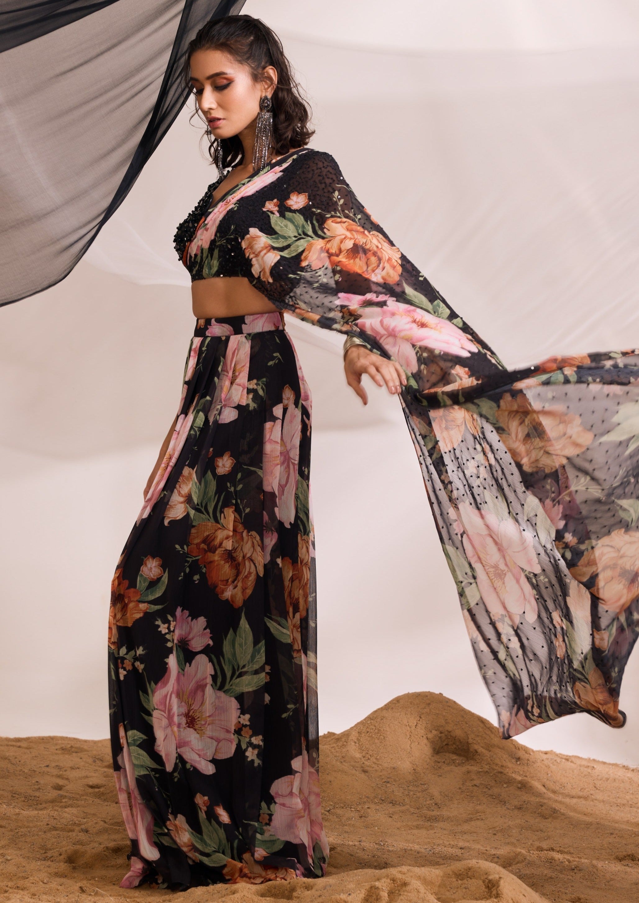 Black Aster Skirt Set