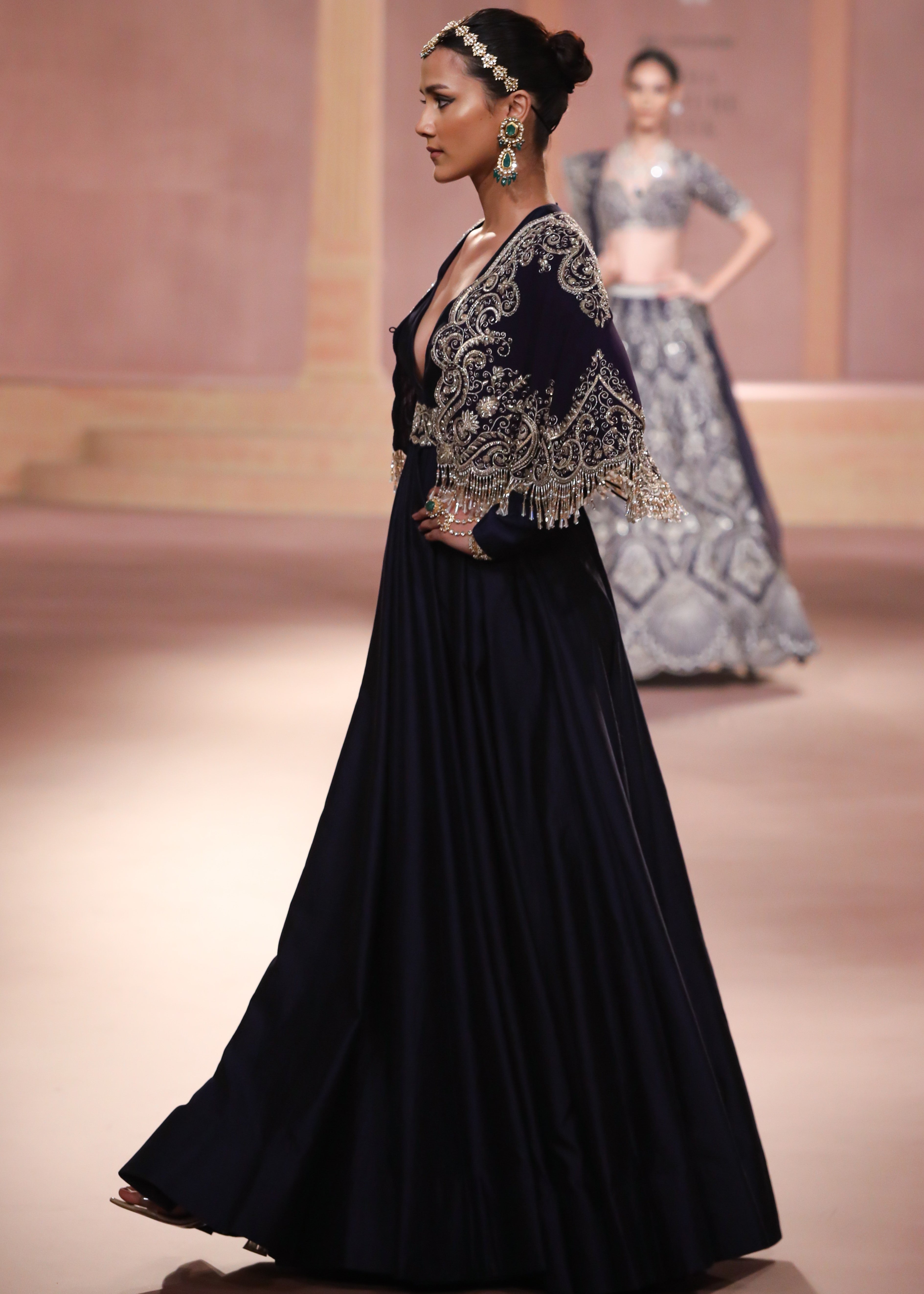 Purple Silk Anarkali Set