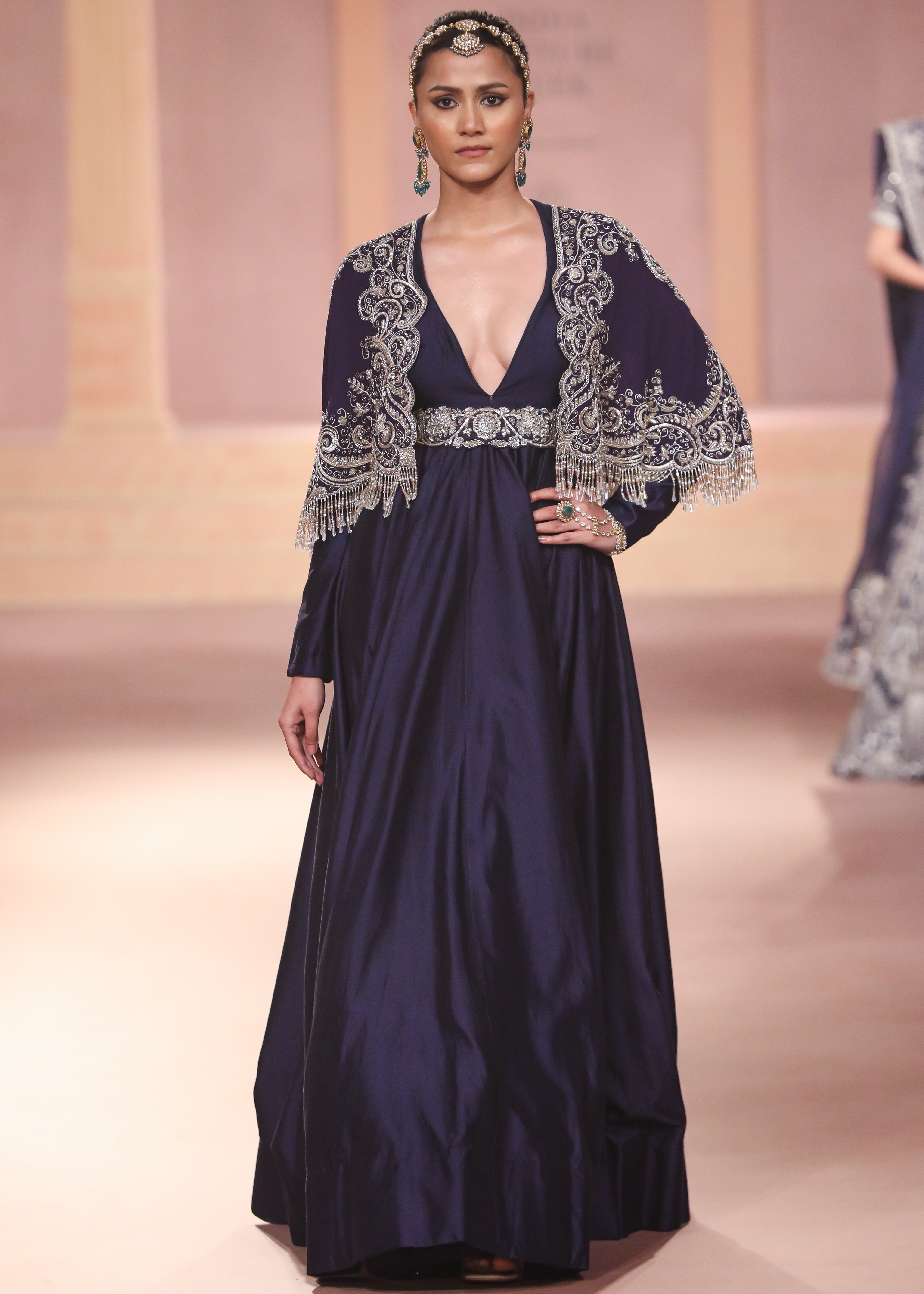 Purple Silk Anarkali Set