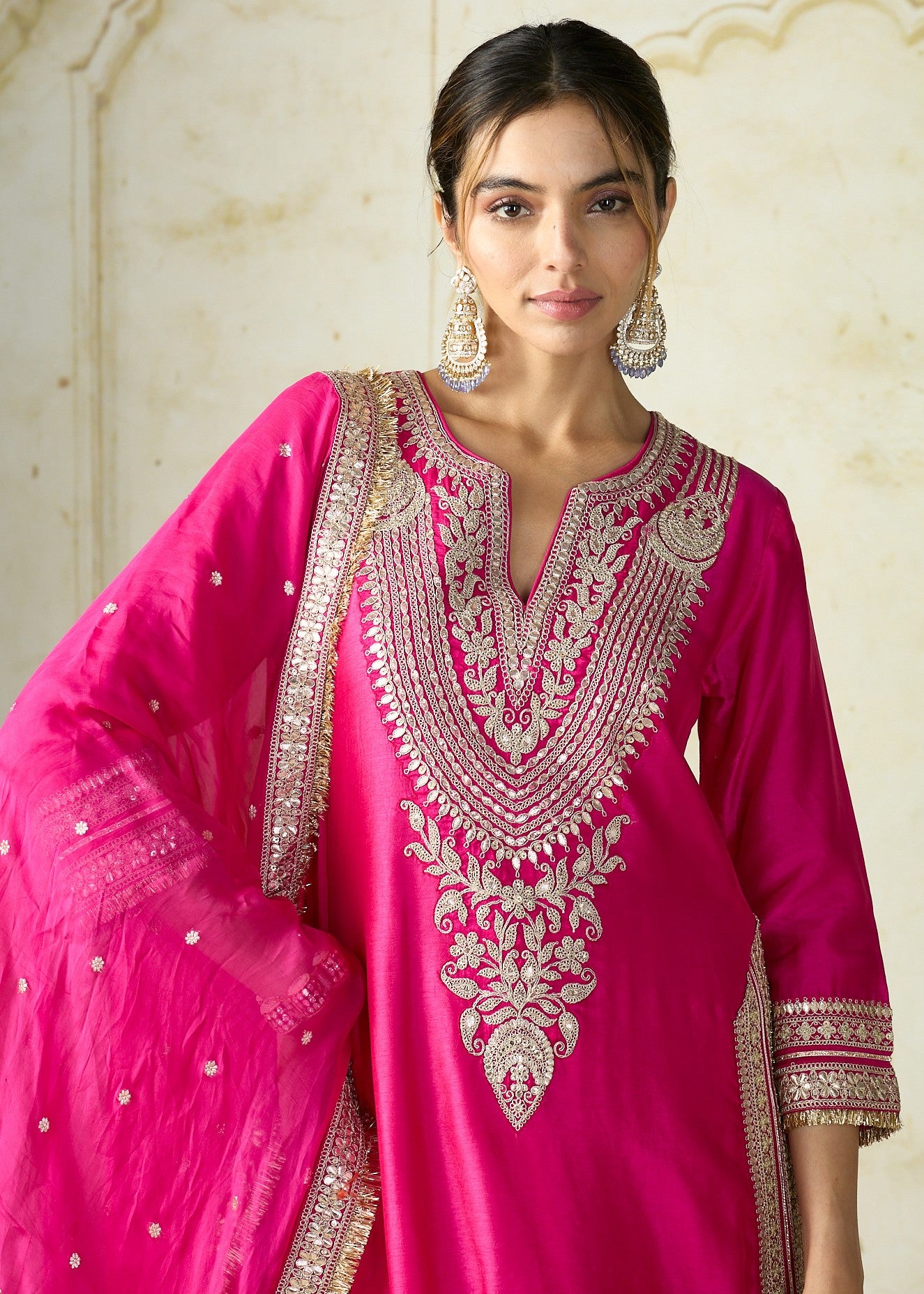 Rani Pink Ameena Sharara Set