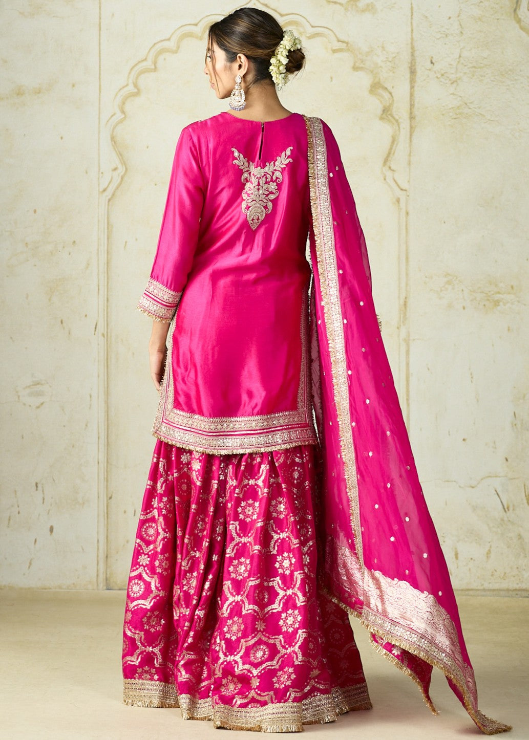 Rani Pink Ameena Sharara Set