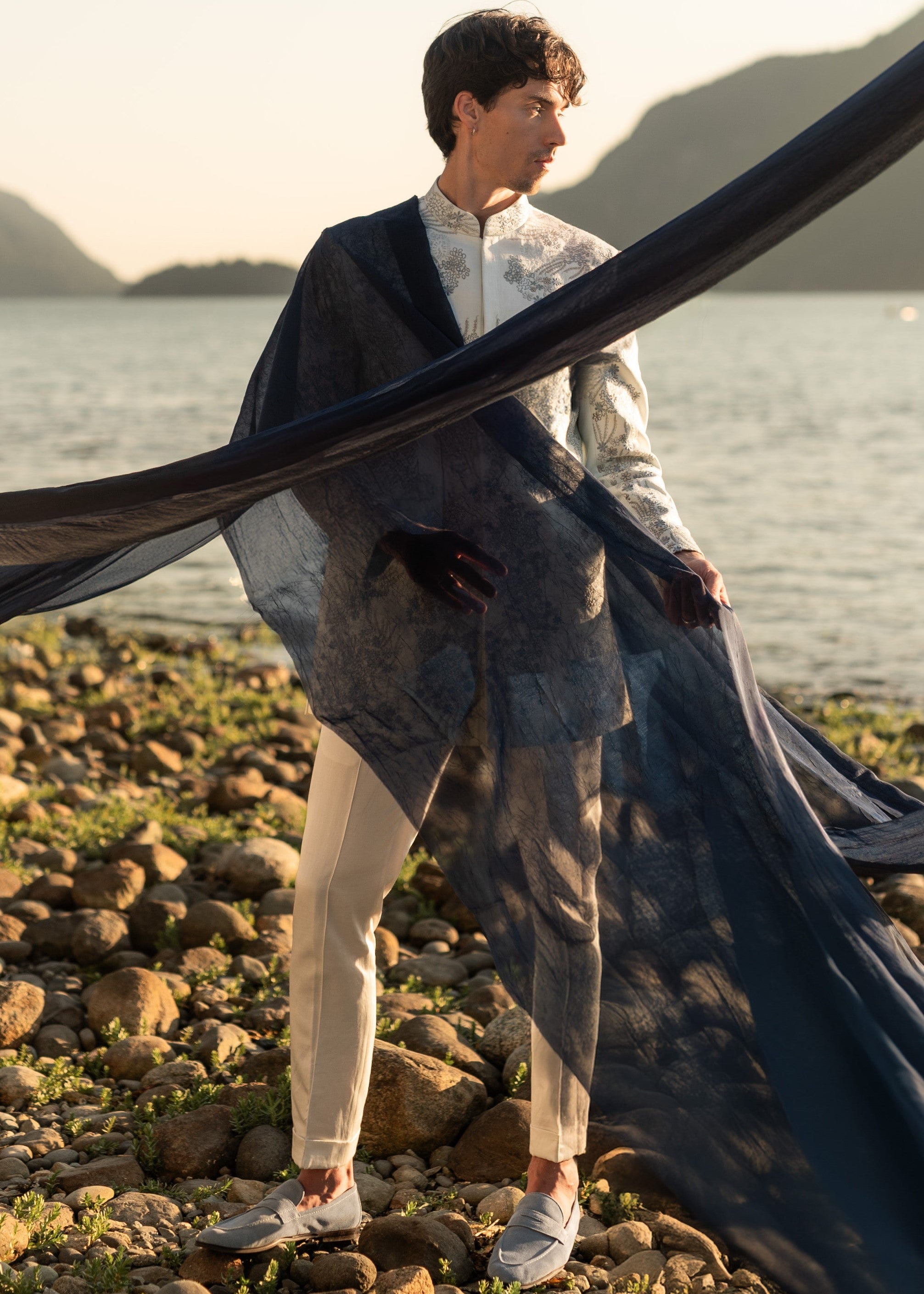 Arctic Bloom Bandhgala Set