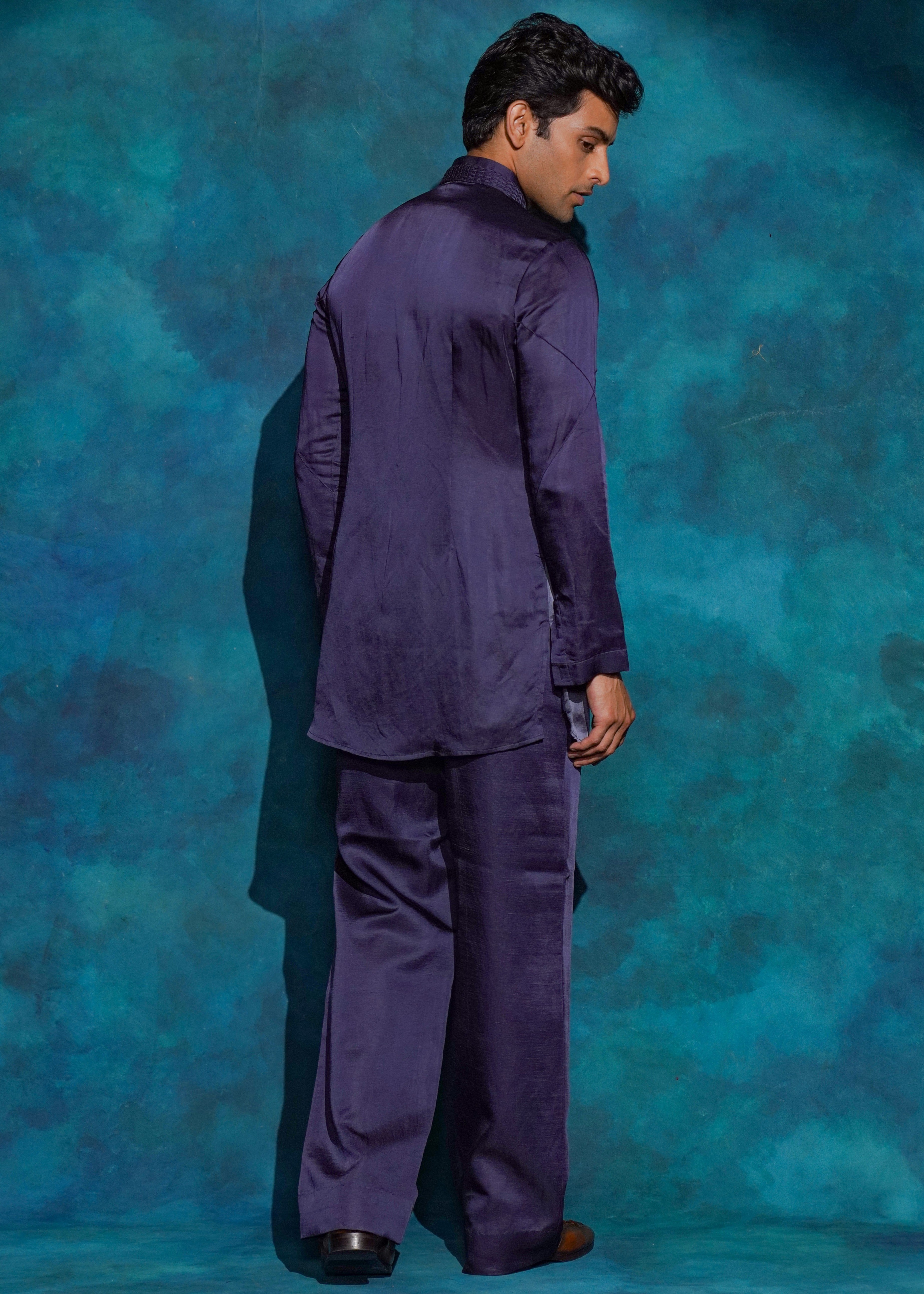 Oceanic Purple Ombre Short Kurta Set