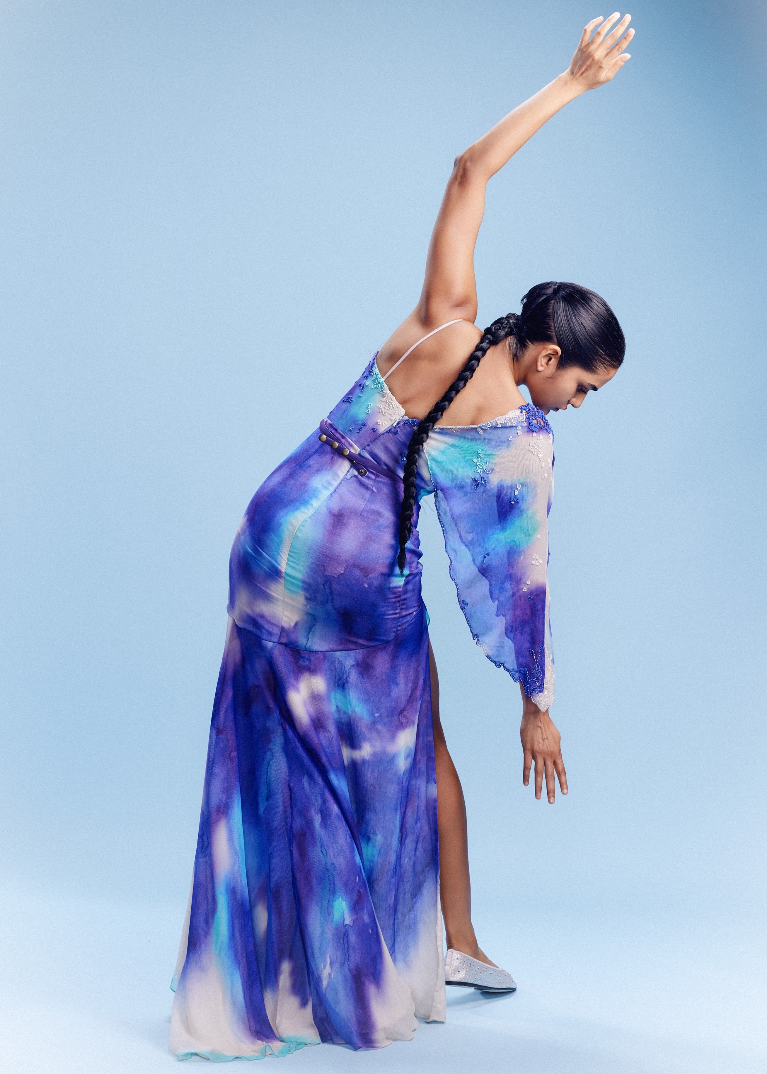 Sitara Chiffon Water Colored Draped Gown