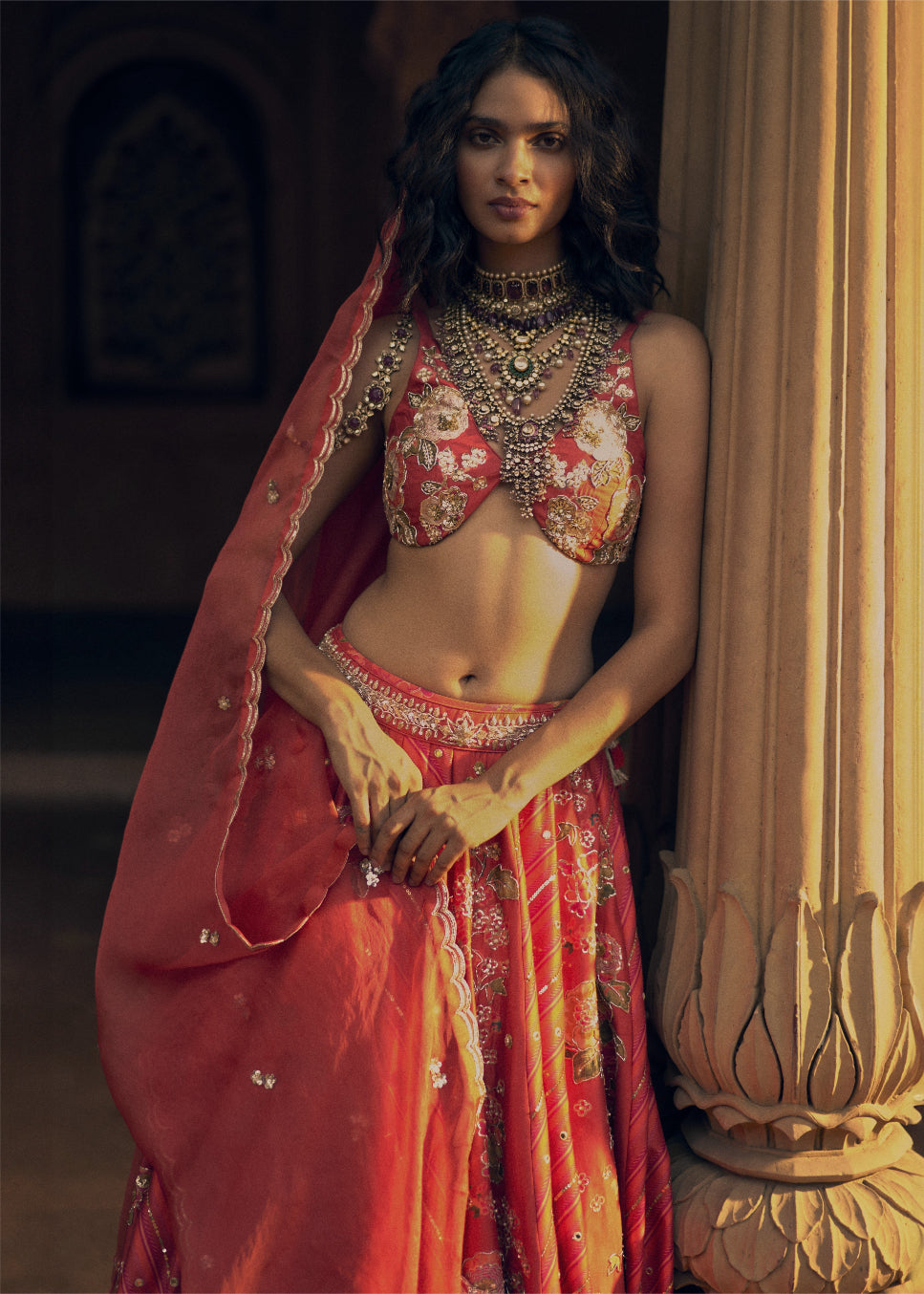 Crimson Floral Lehenga Set