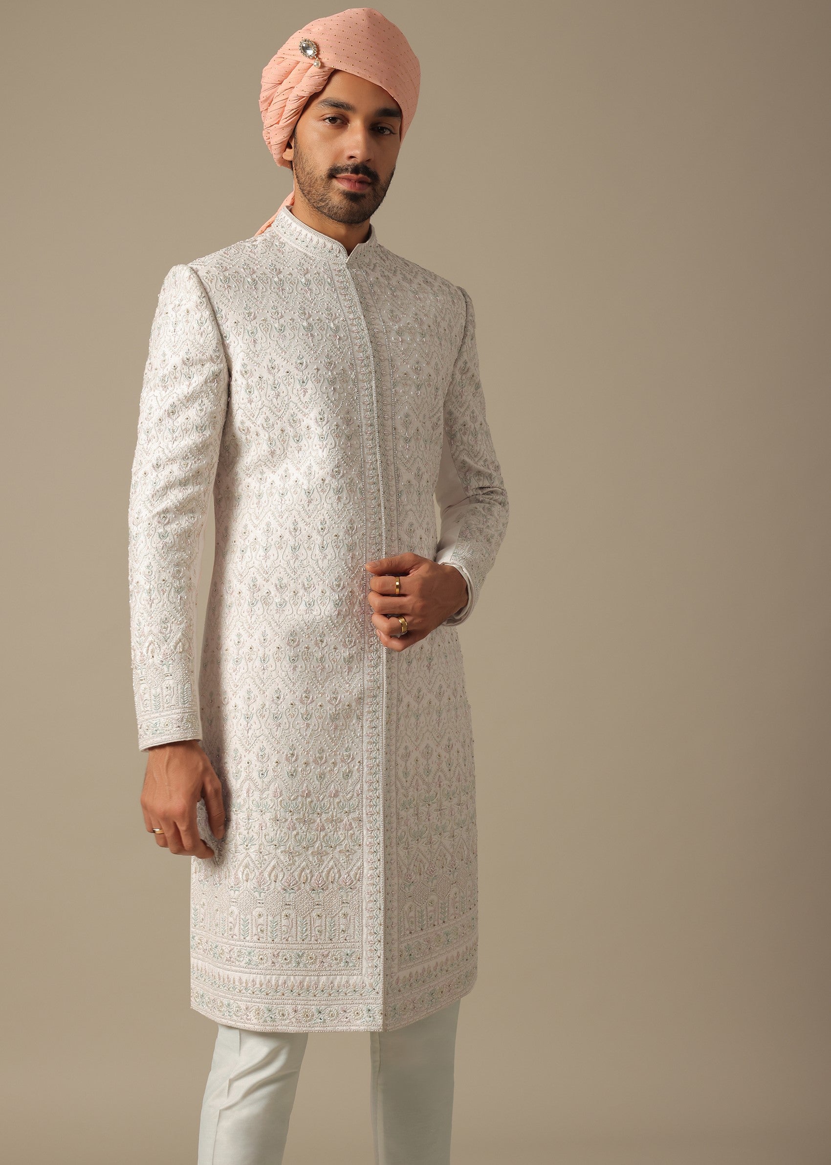 Regal Pink Sherwani Set