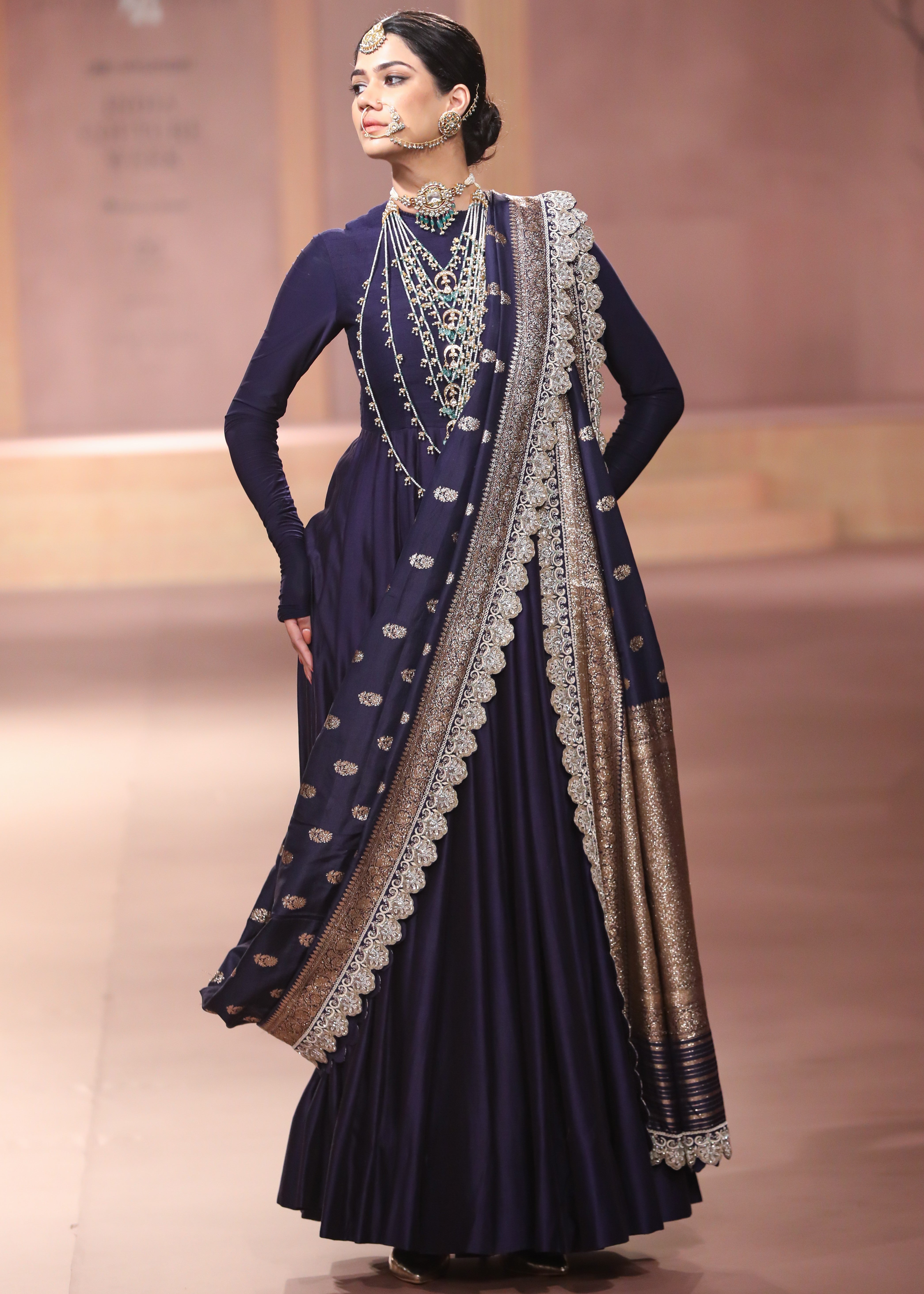 Purple Chanderi Anarkali Set
