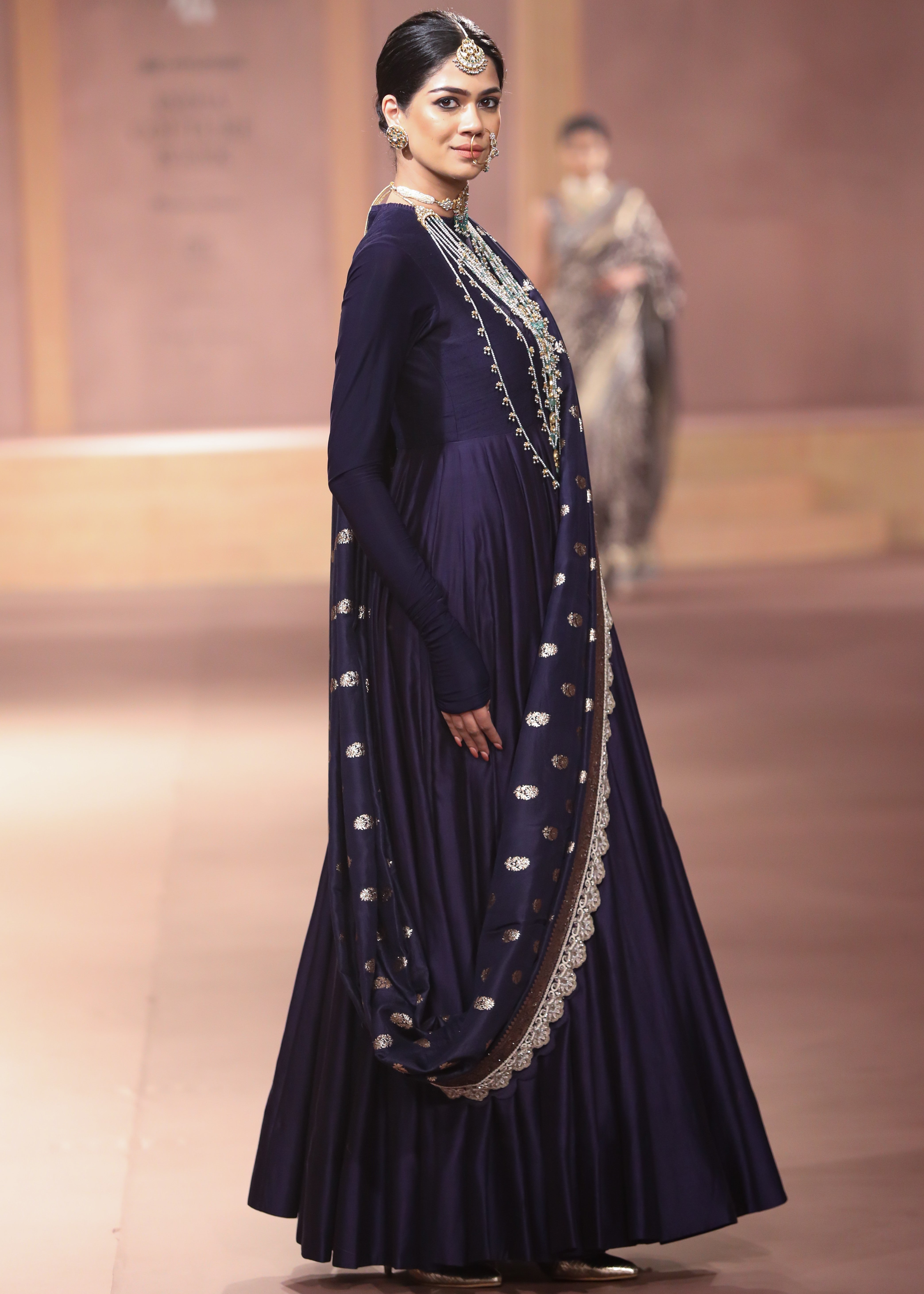 Purple Chanderi Anarkali Set