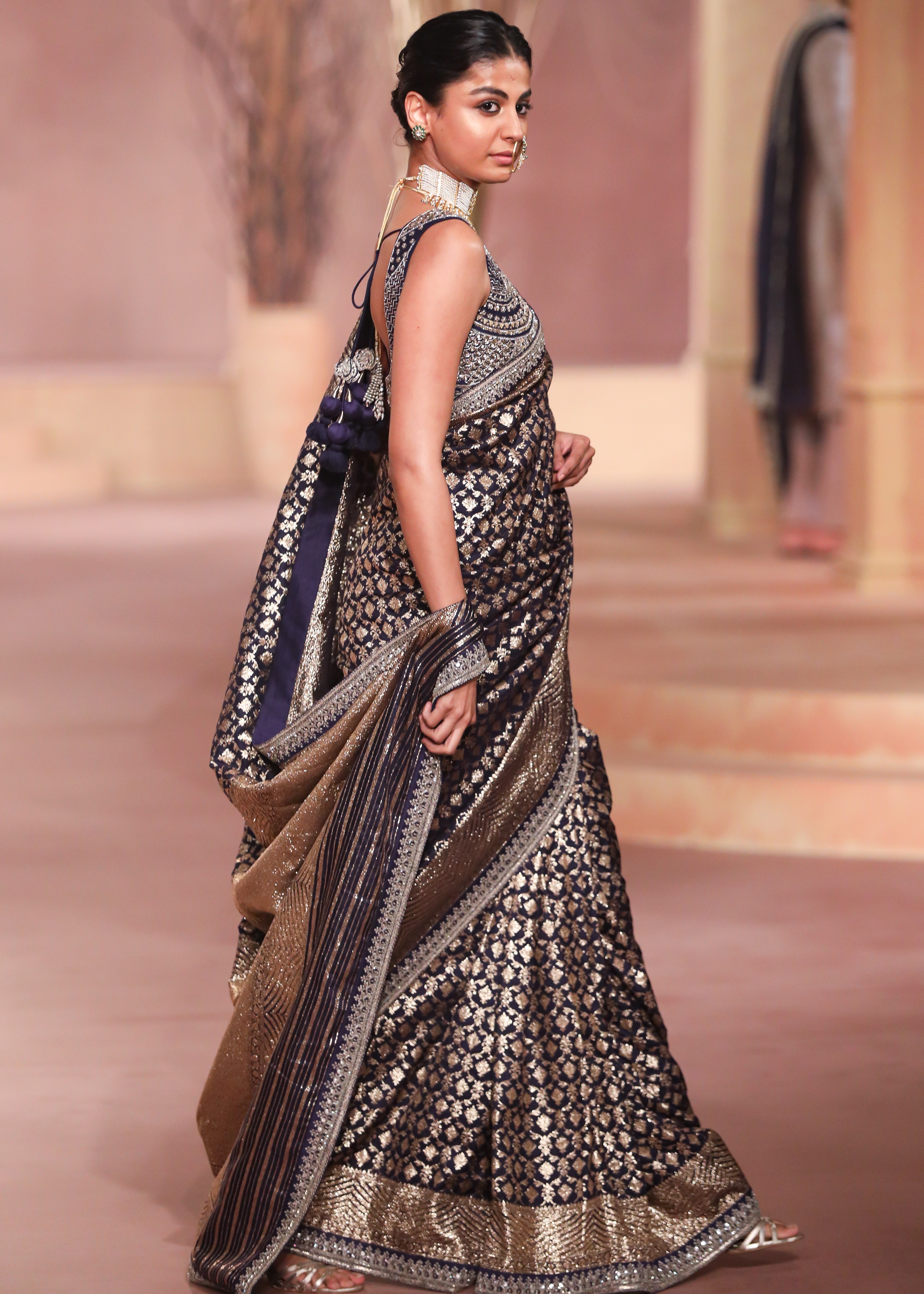 Purple Banarasi Sari Set