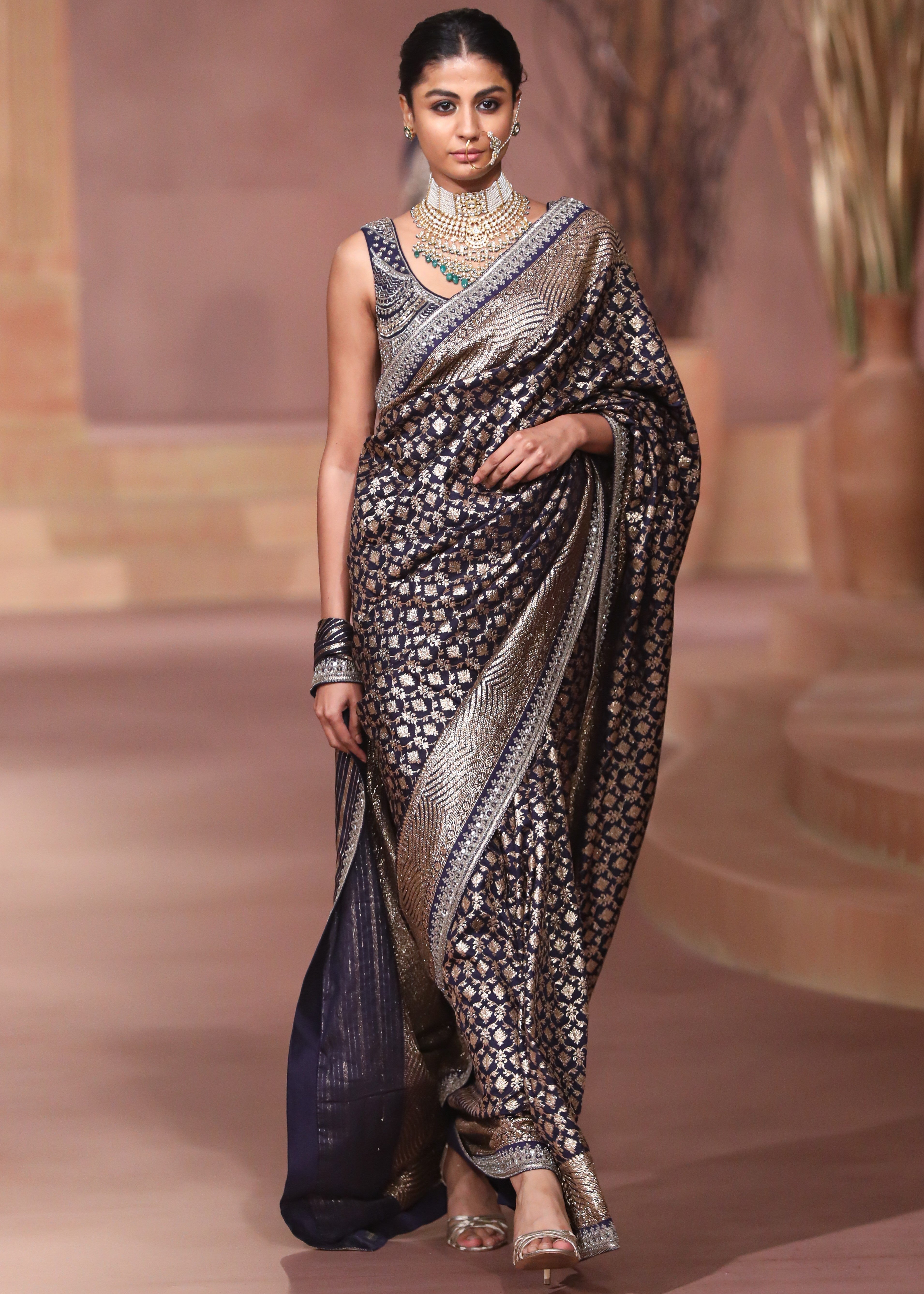 Purple Banarasi Sari Set