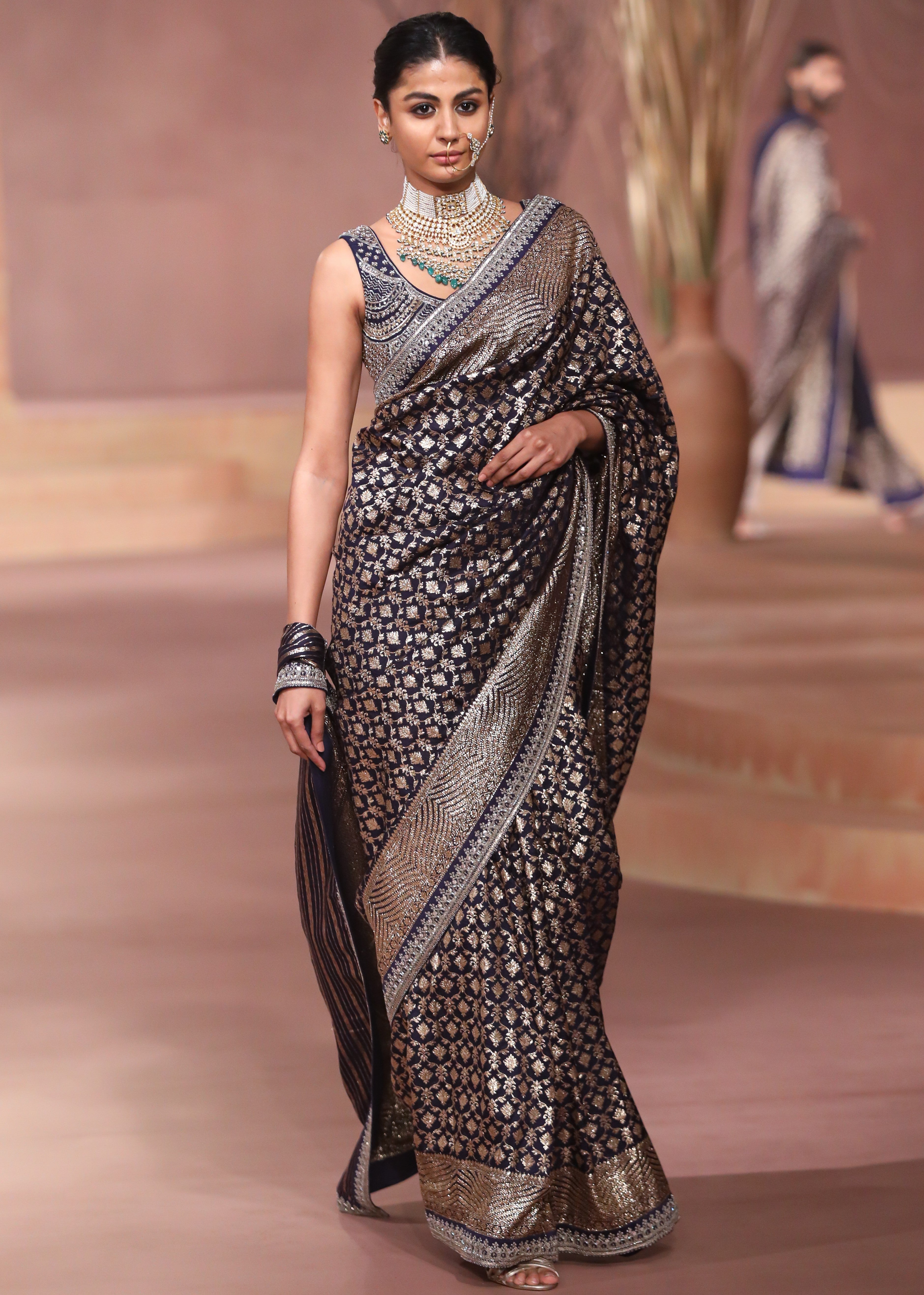 Purple Banarasi Sari Set