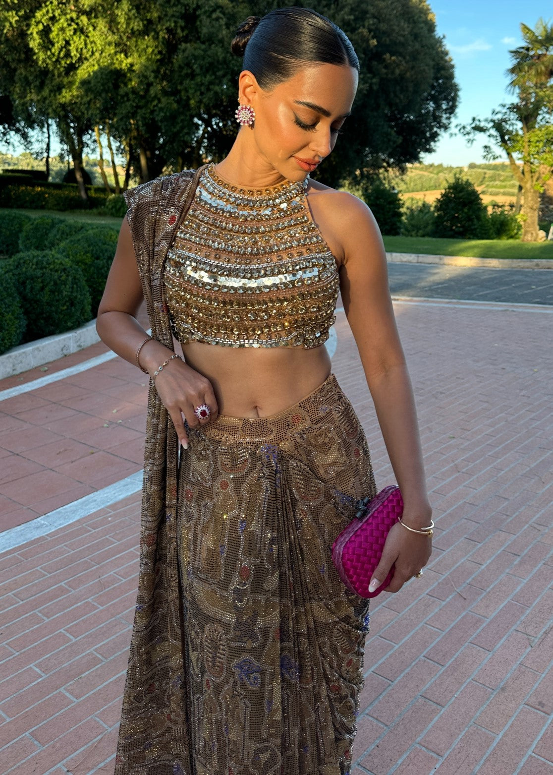 Ancient Glyphs Sari Set