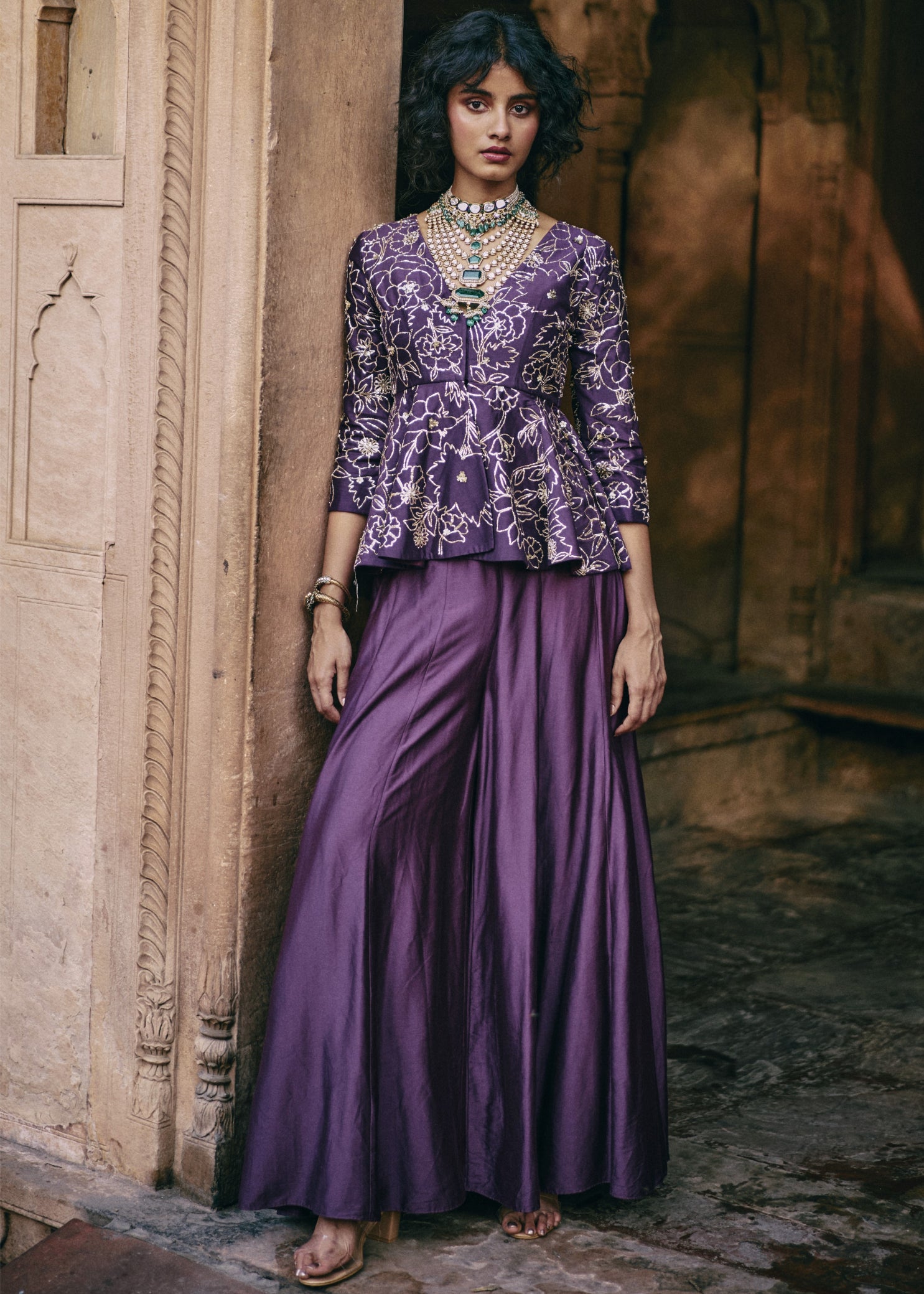 Plum Vintage Peplum Set