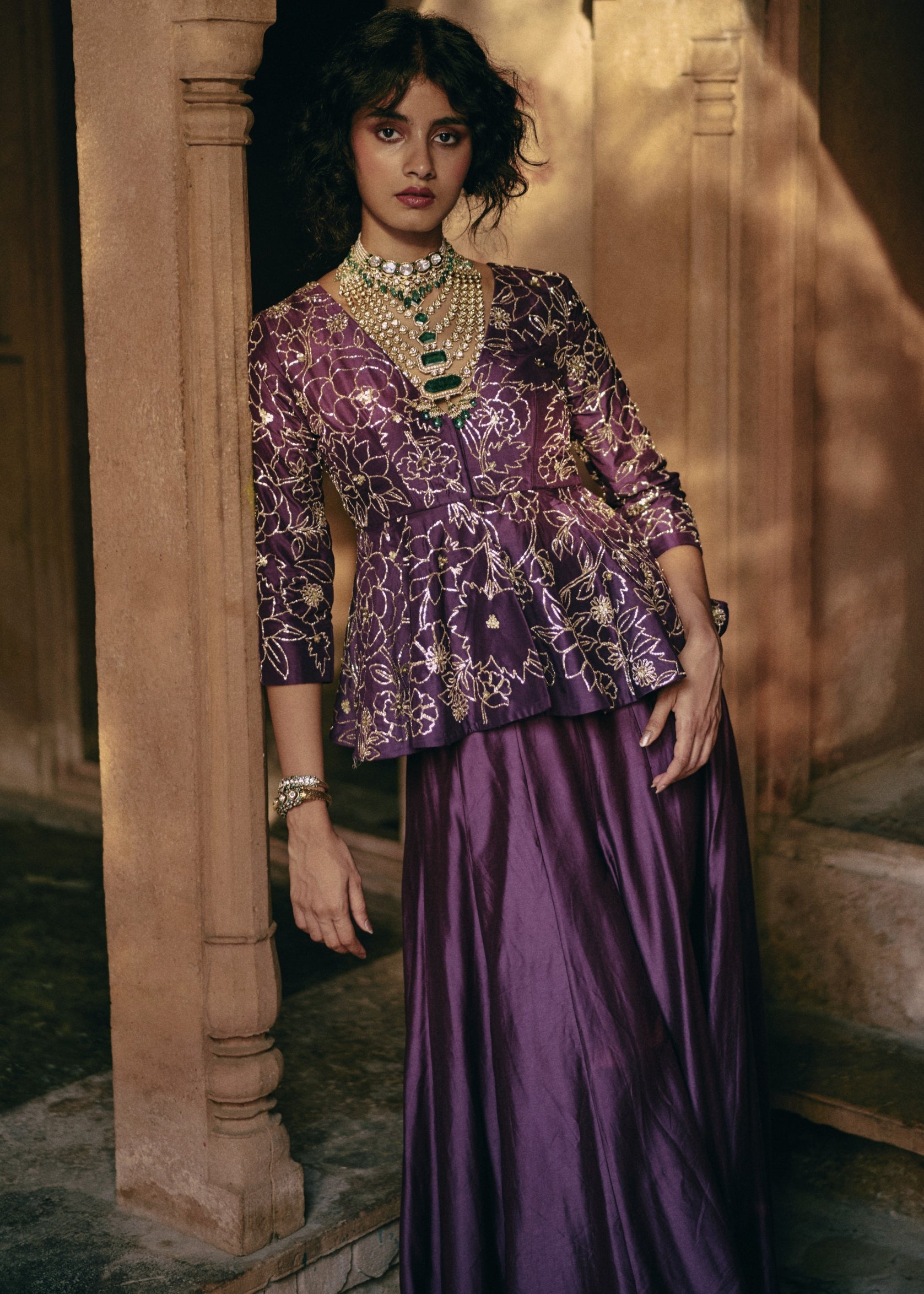 Plum Vintage Peplum Set