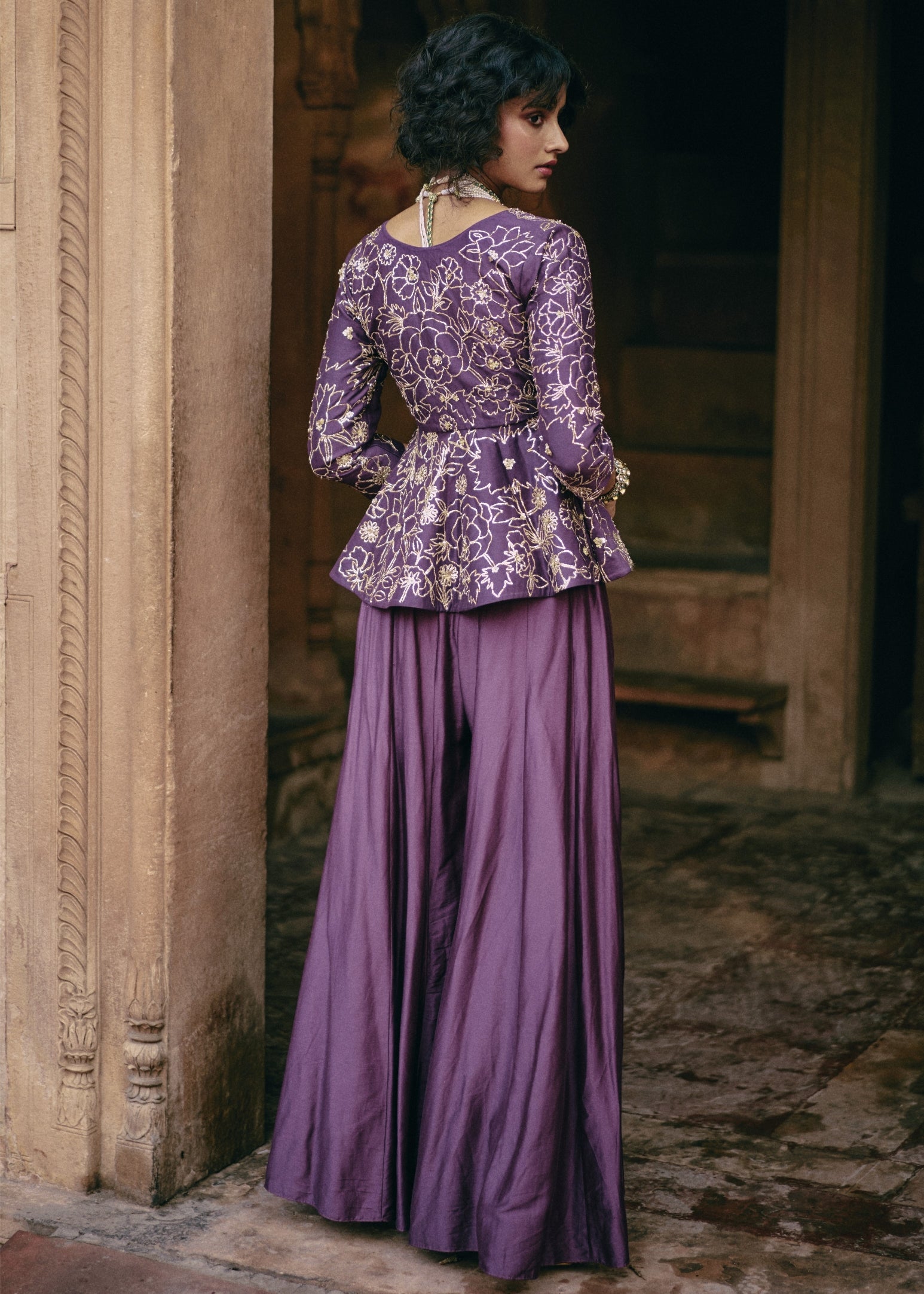 Plum Vintage Peplum Set