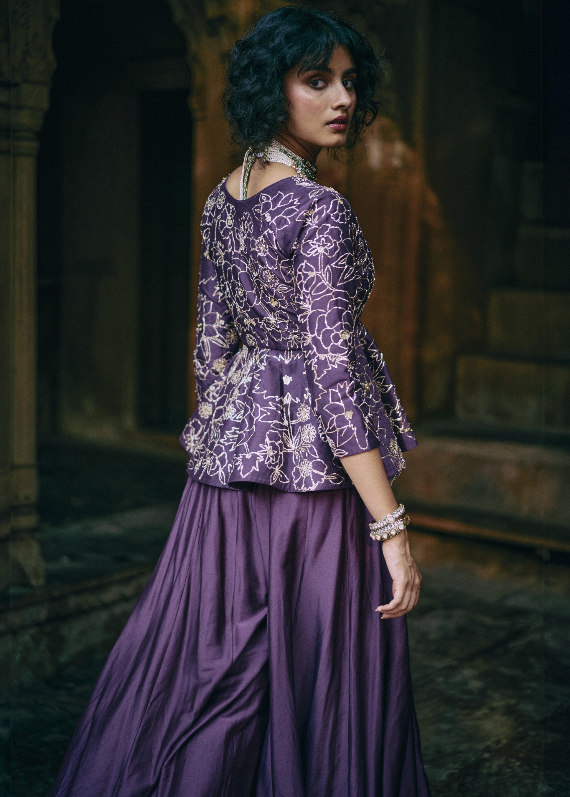 Plum Vintage Peplum Set
