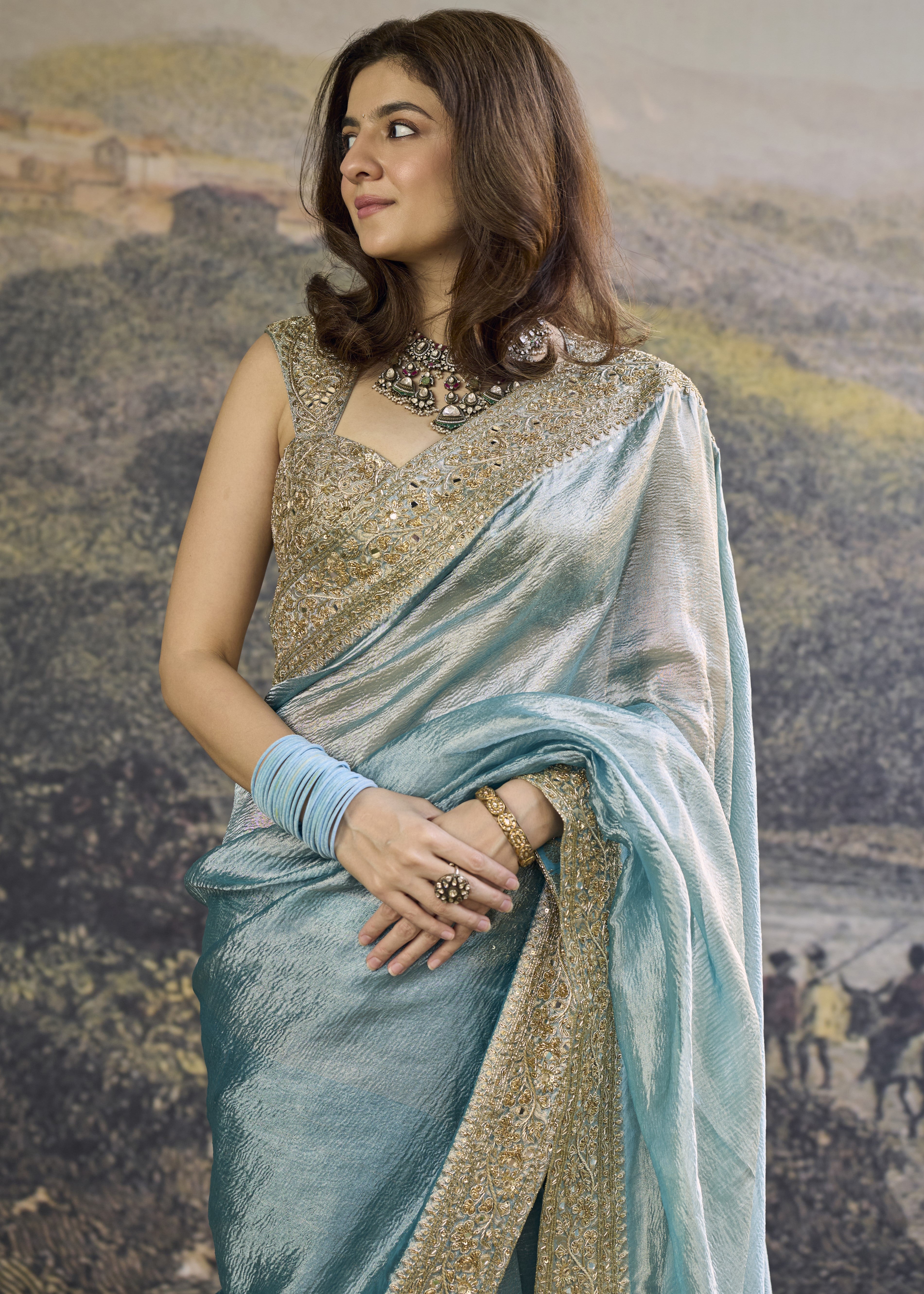Shobhana Tissue Sari Set