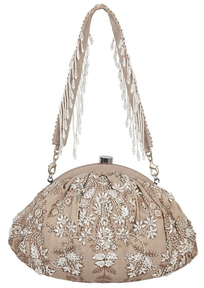 Siah Soft Pouch Subtle Nude With Handle Clutch