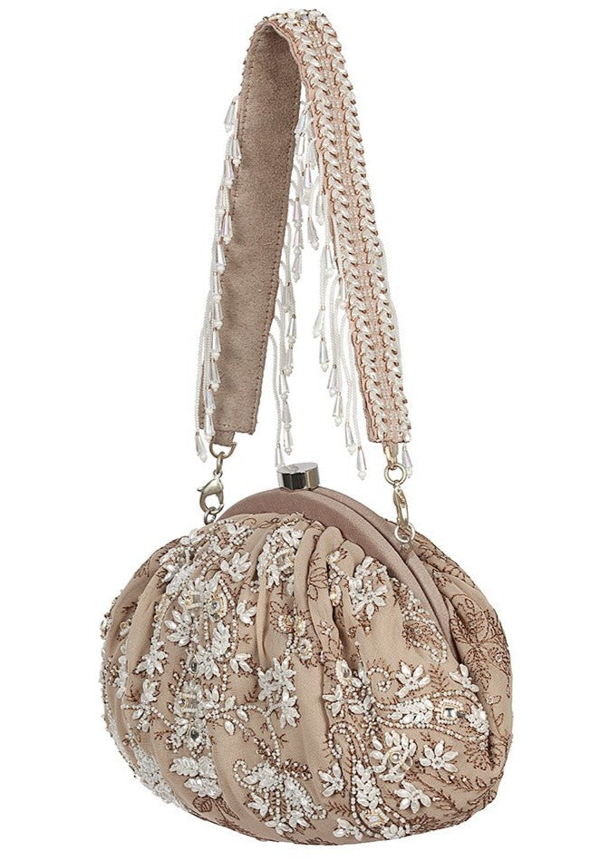 Siah Soft Pouch Subtle Nude With Handle Clutch