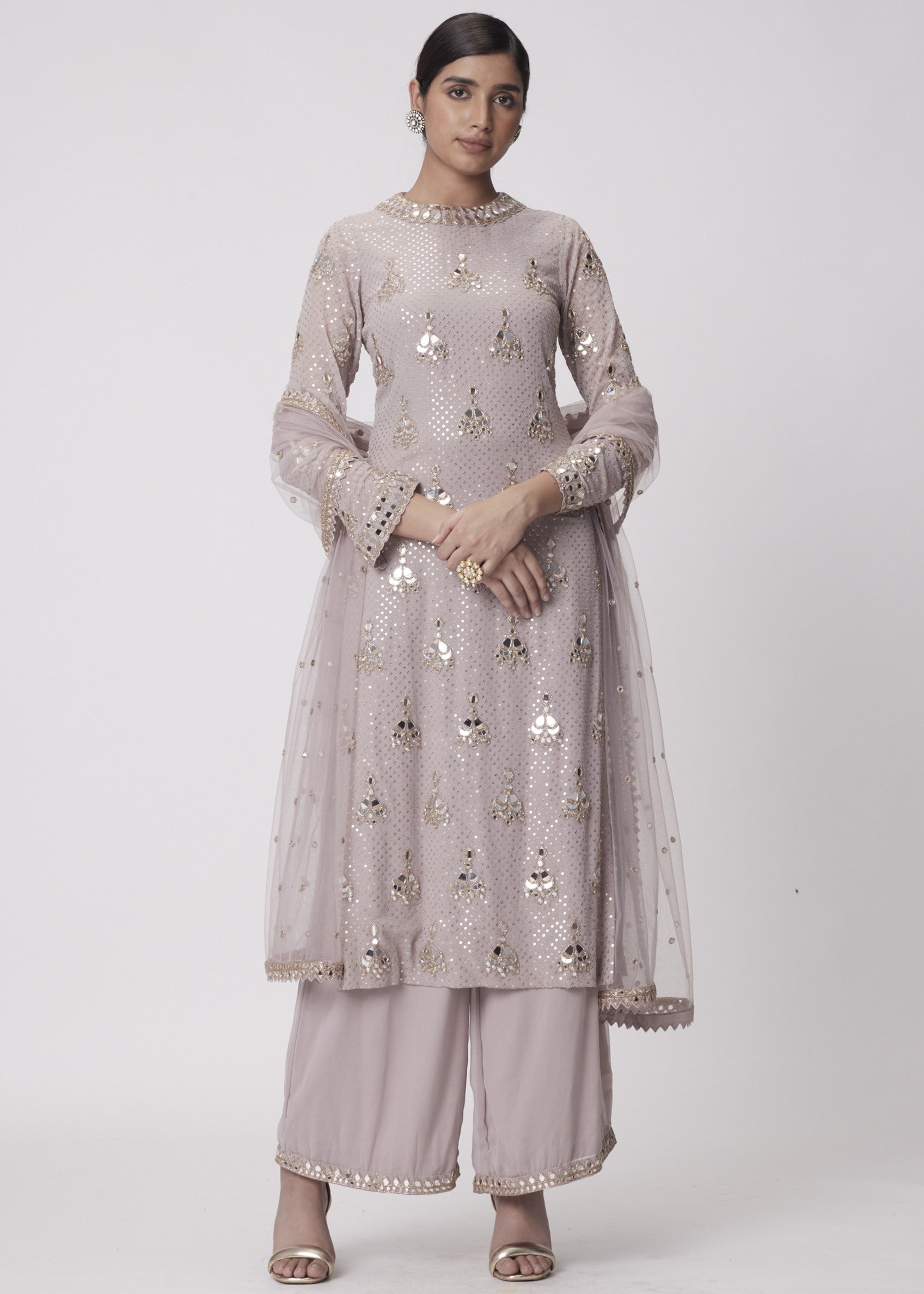 Ash Pink Straight Kurta Set