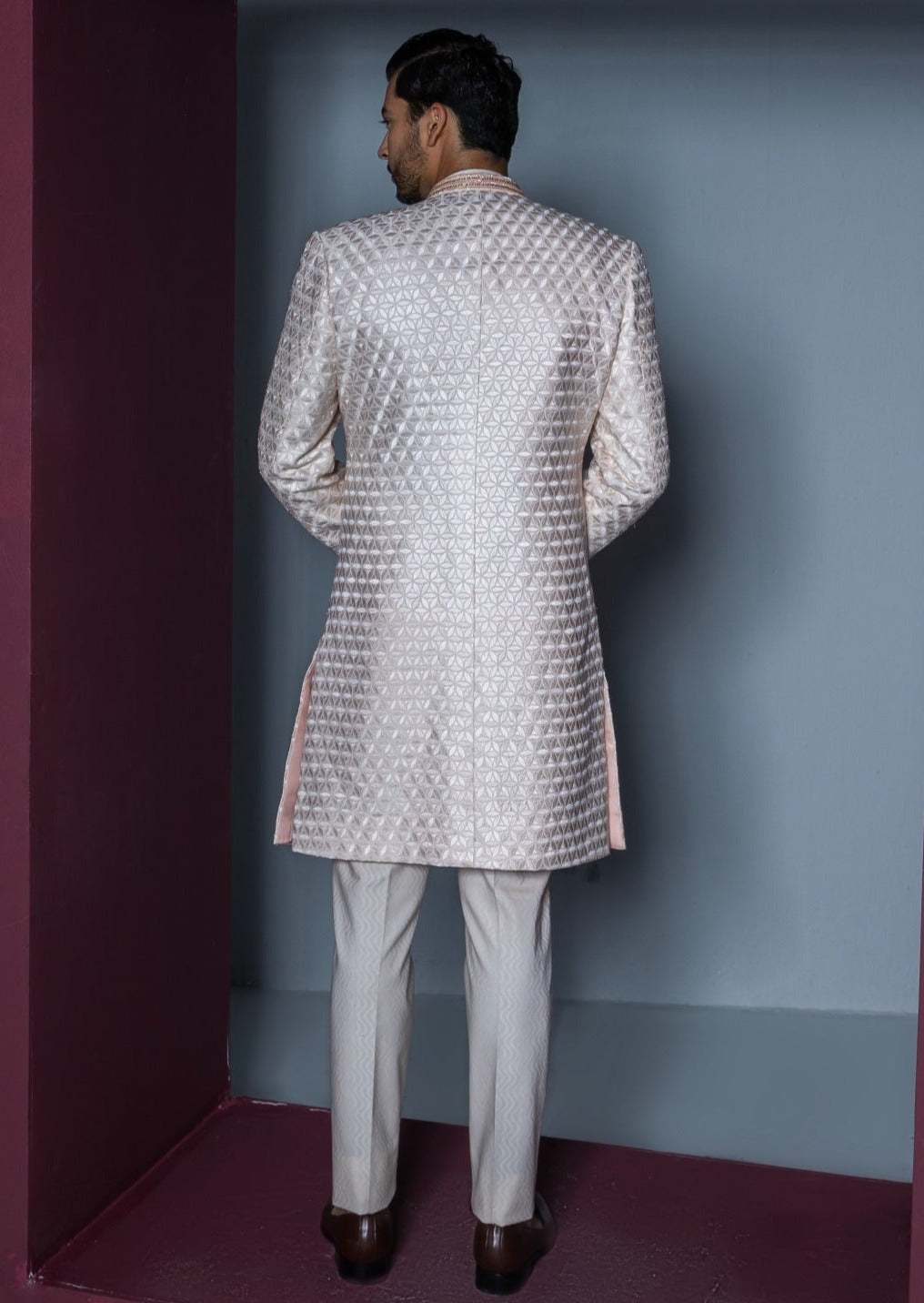 Majestic Floral Open Sherwani Set