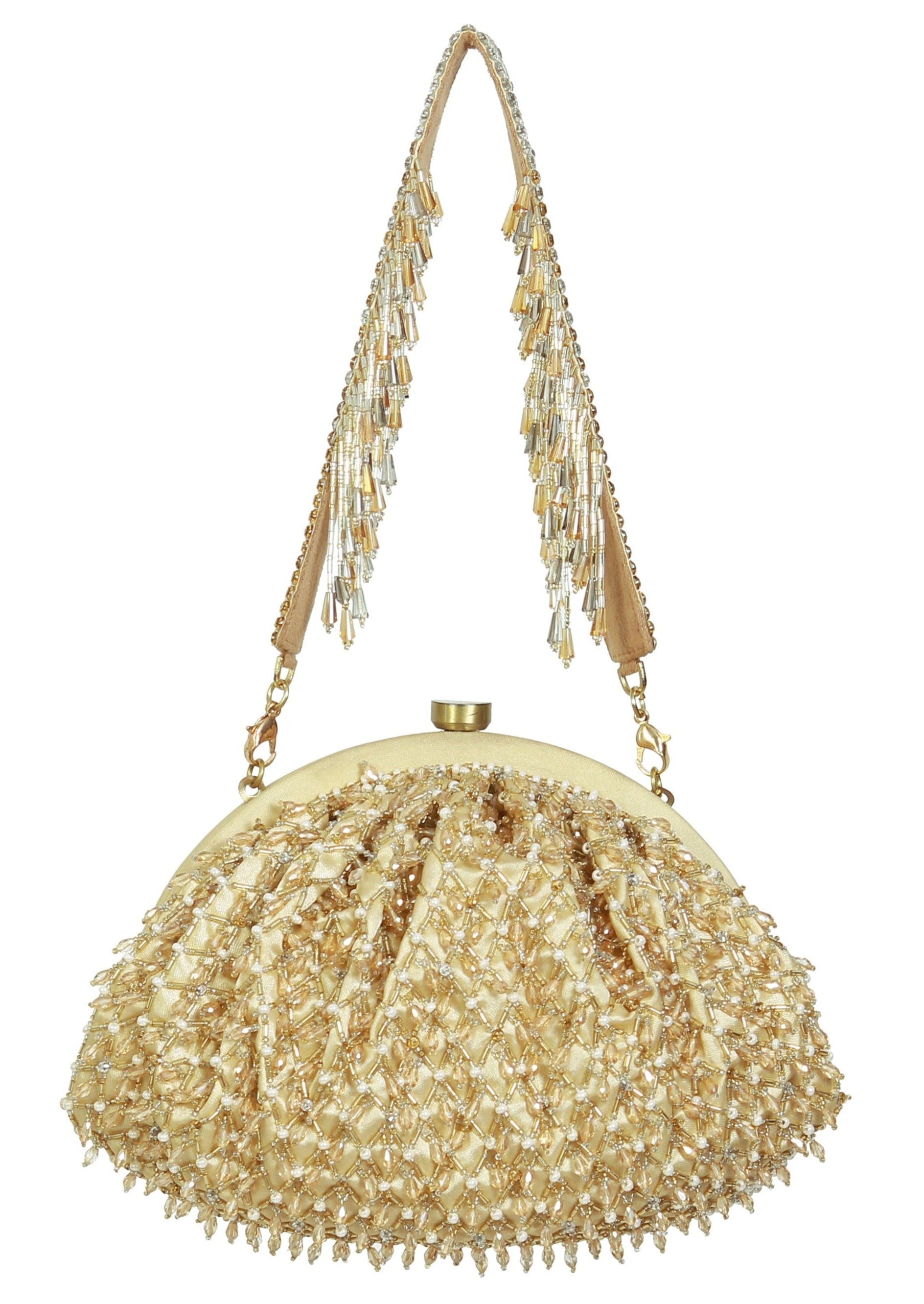 Joel Soft Pouch Peerless Gold Lustrous Silver Clutch