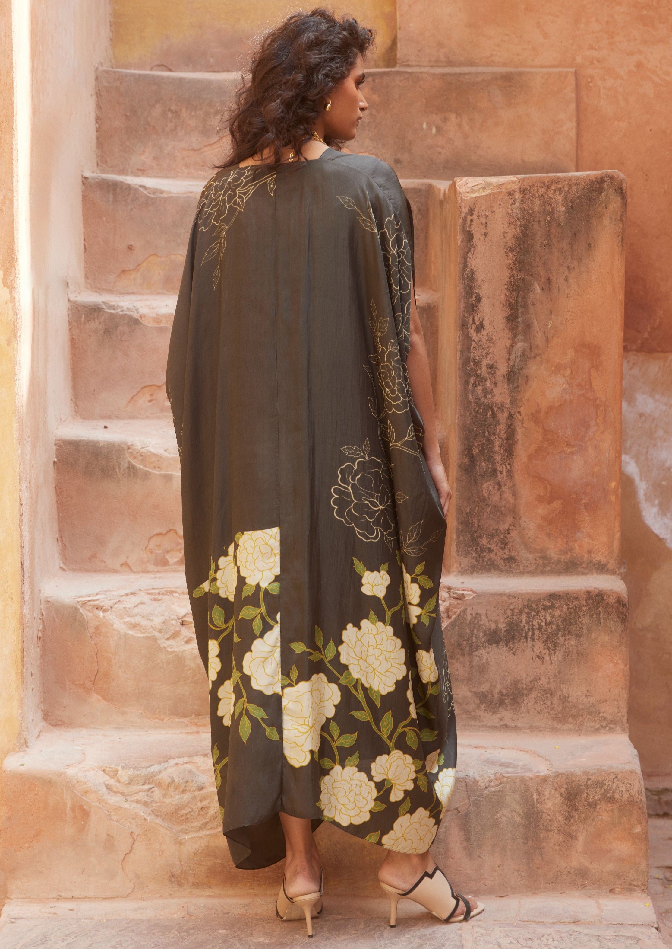 Black Floral Kaftan