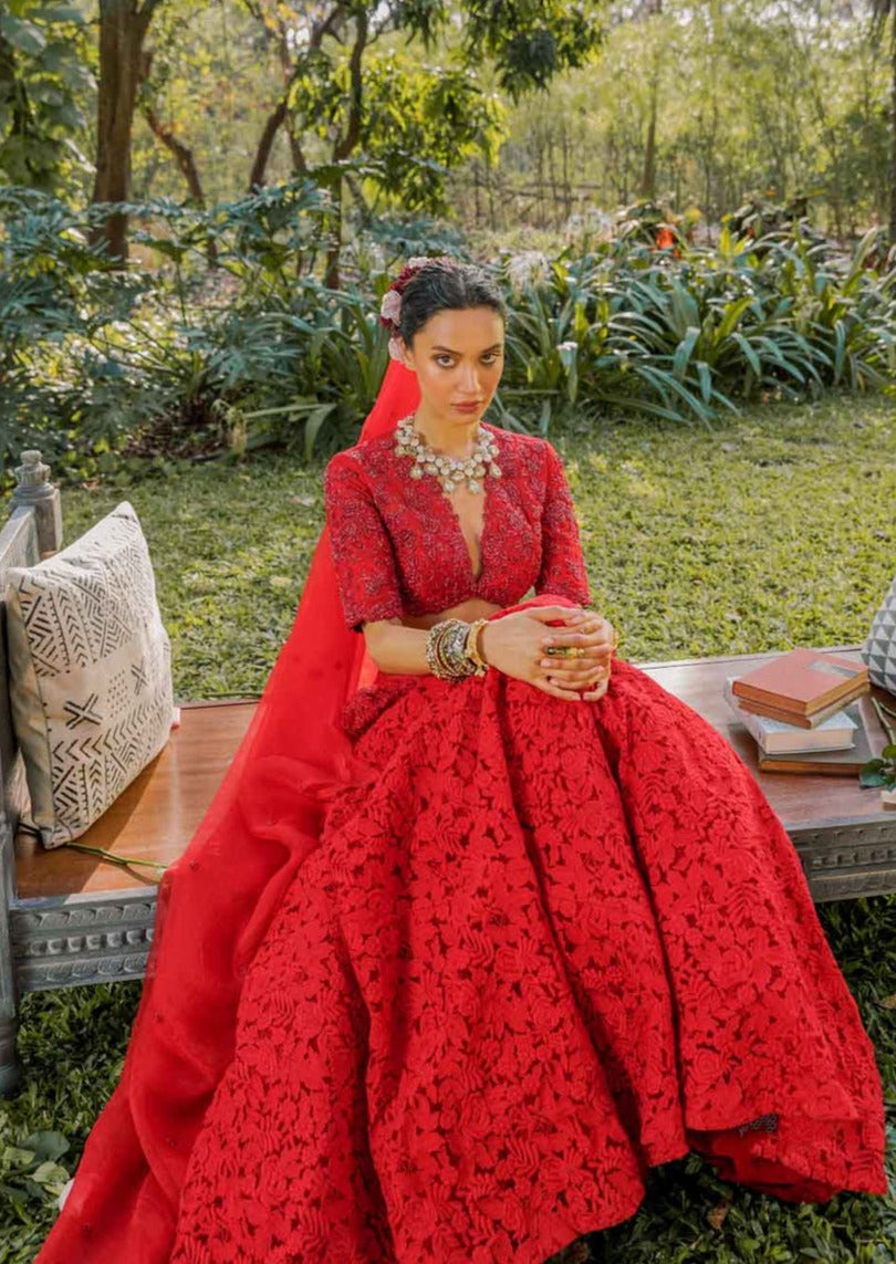 Red Bohemian Lehenga