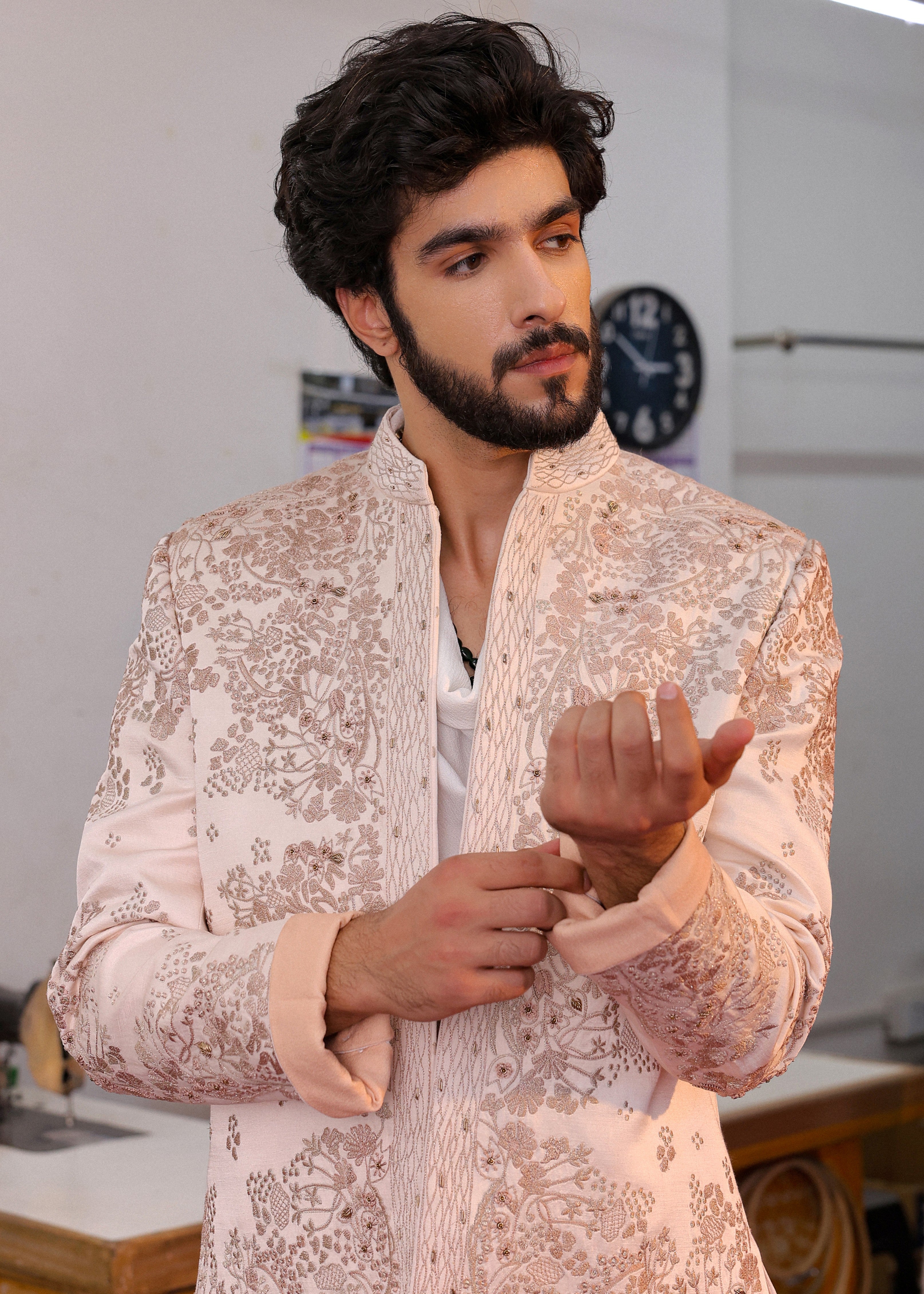 Pastel Pink Bandhgala Set