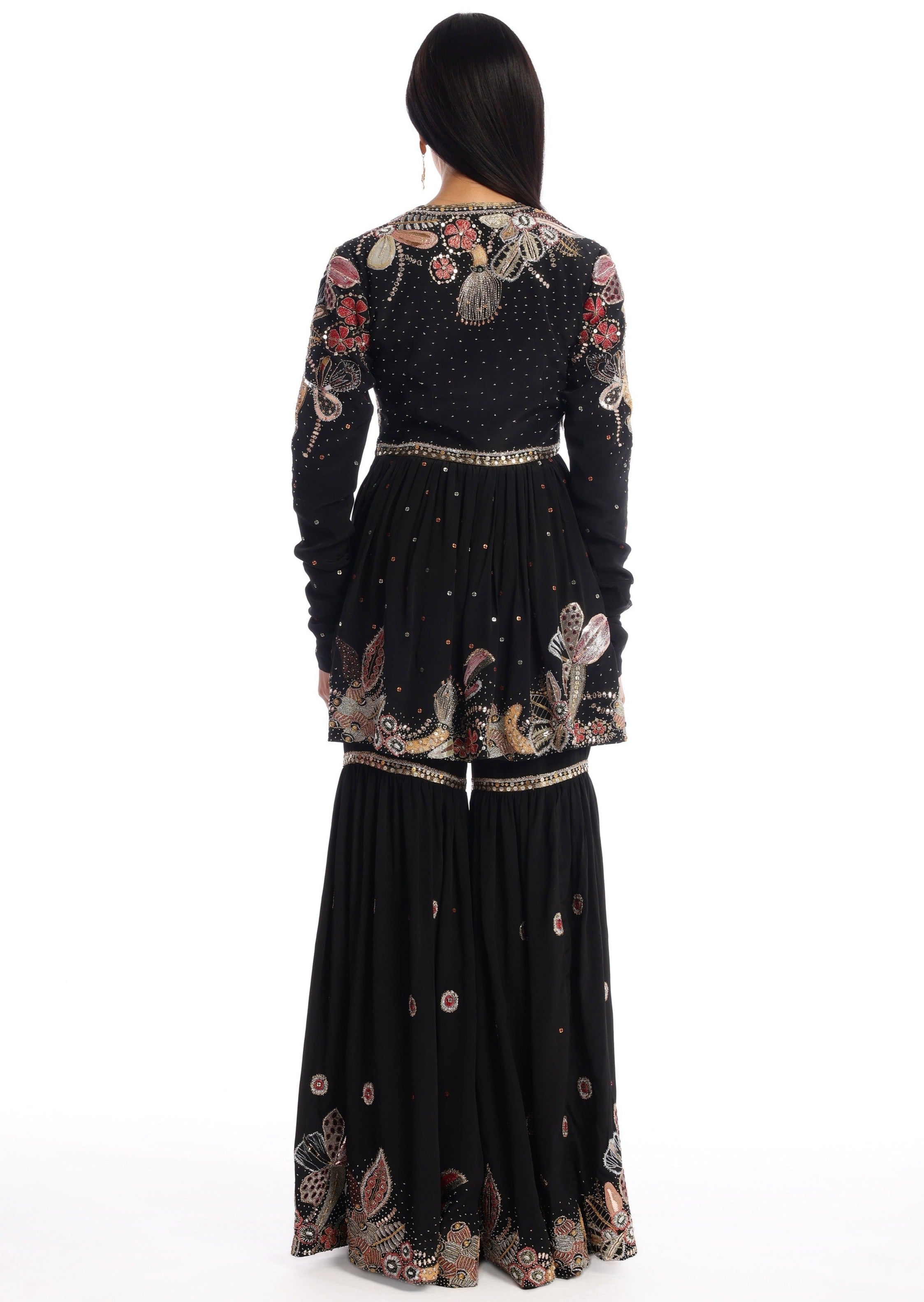 Yin Yang Black Gharara Set