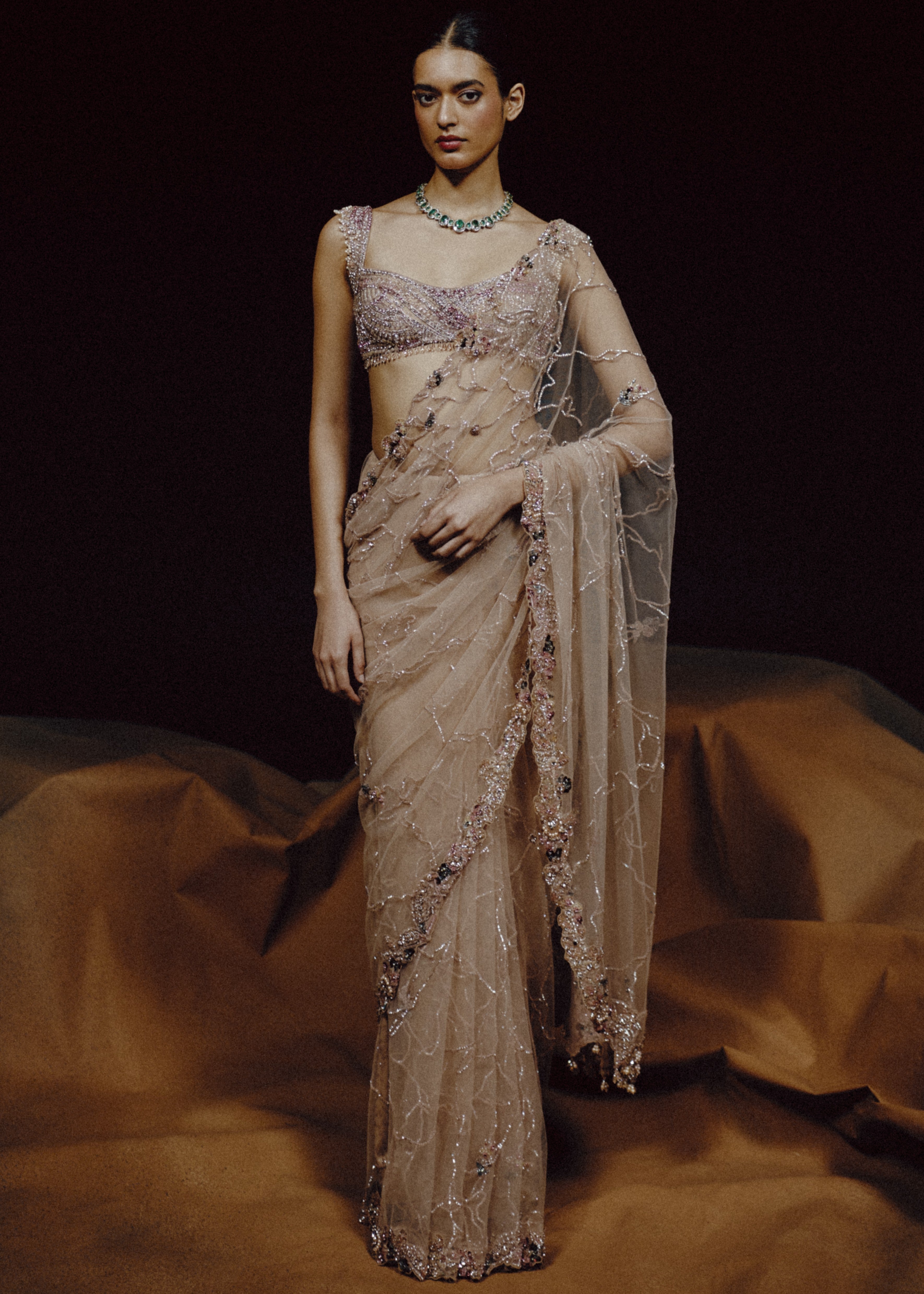Aura Blush Crystal Sari
