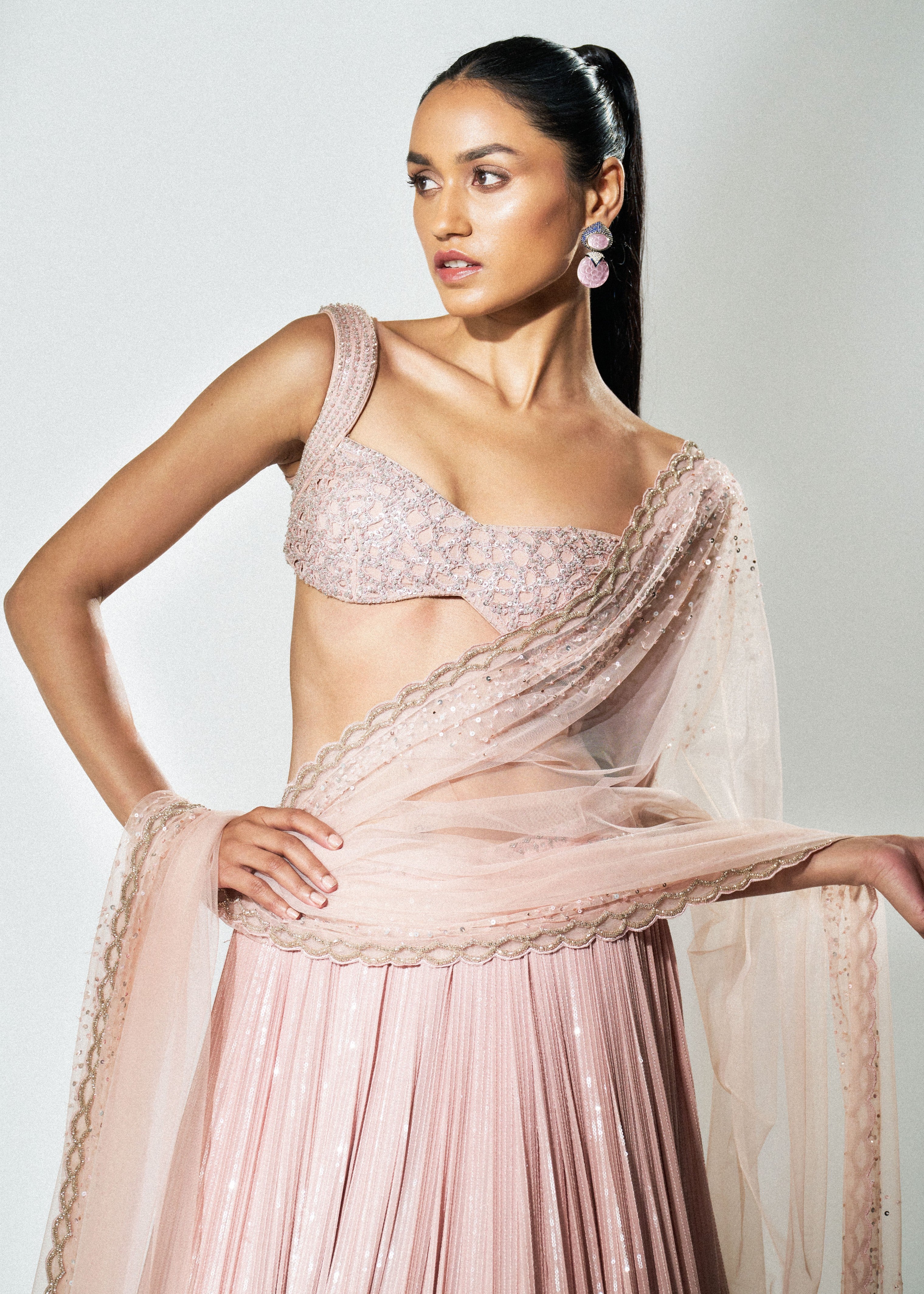 Blush Pink Cutwork Lehenga