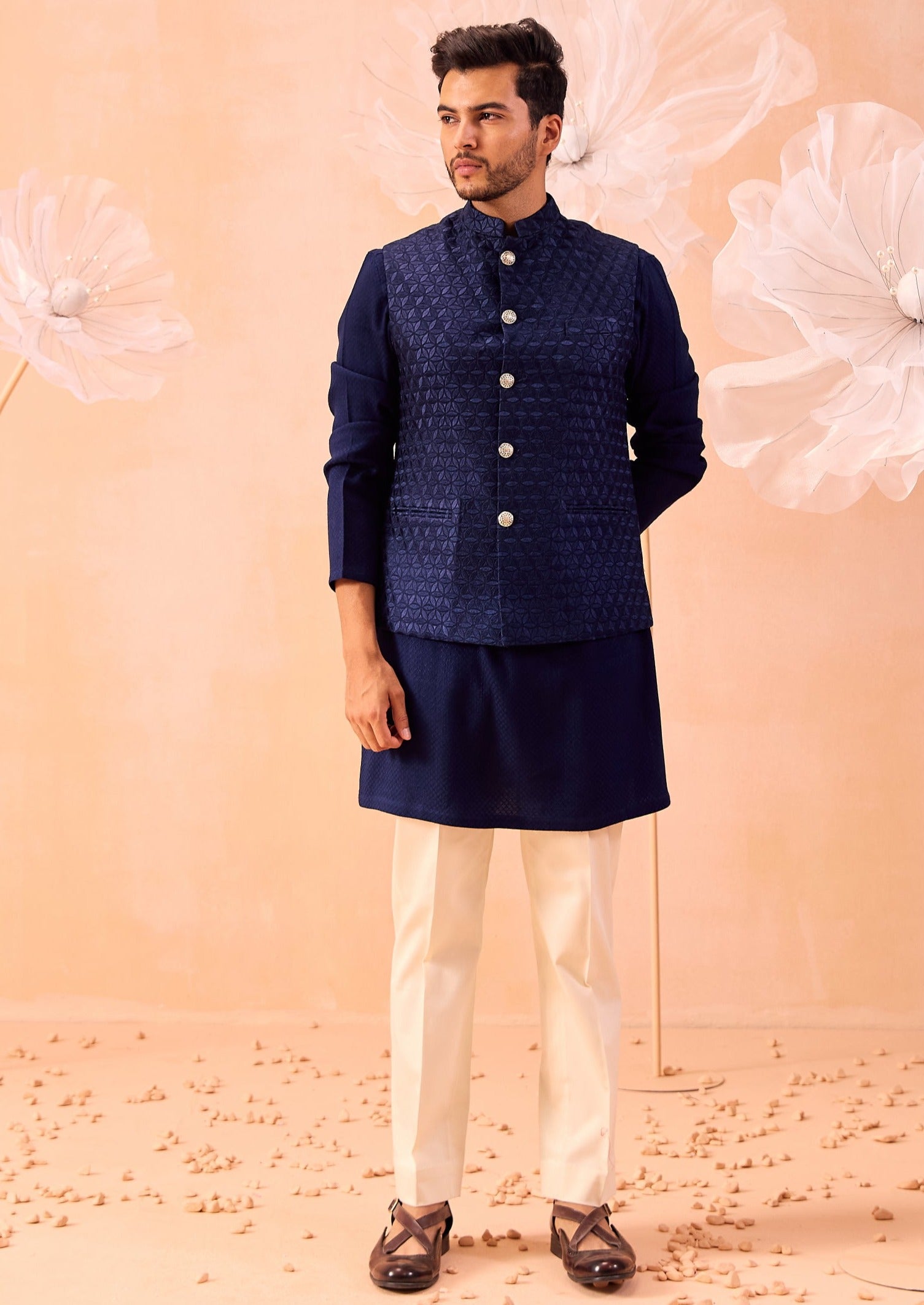 Majestic Floral Nehru Jacket Set
