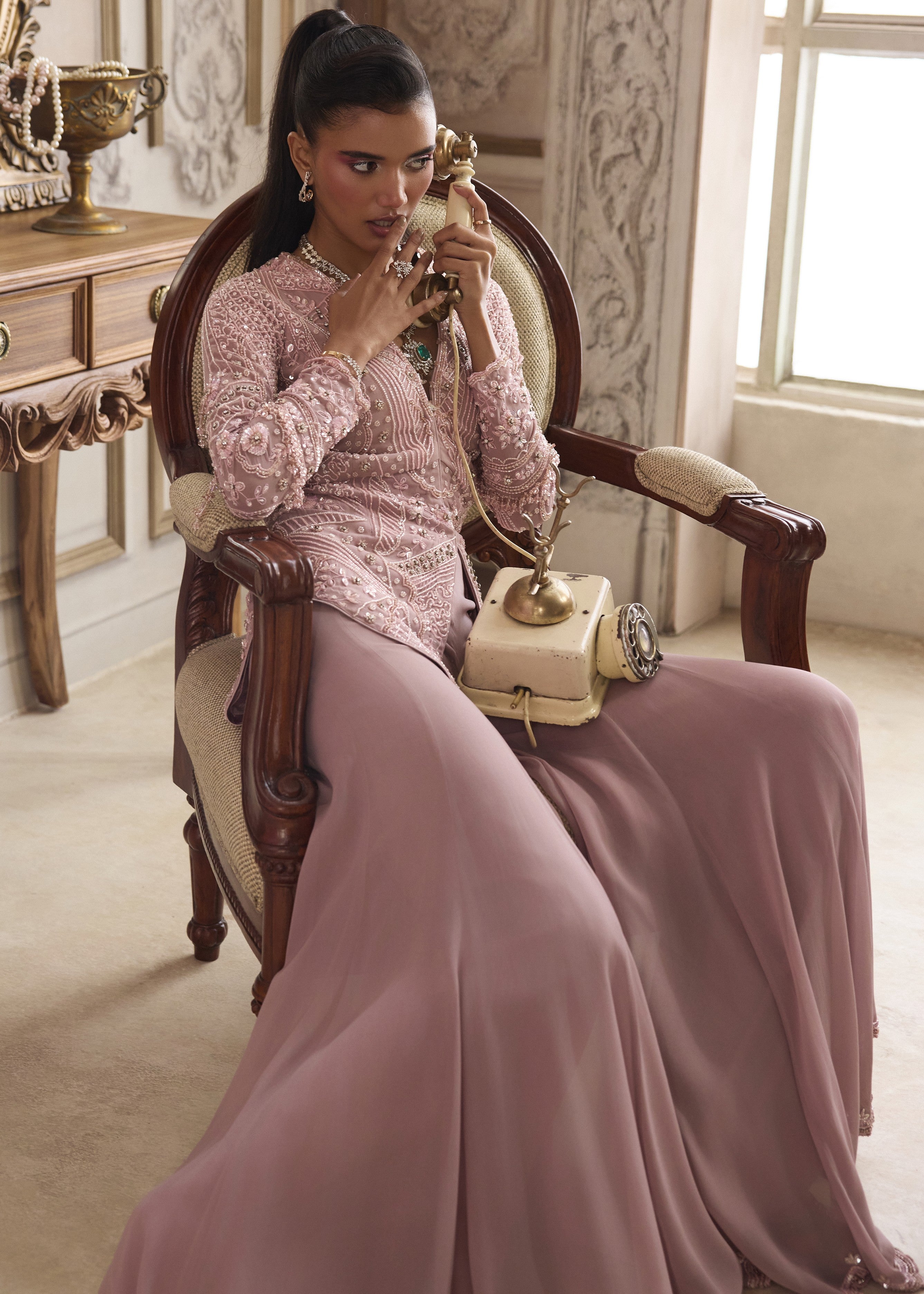 Champagne Rose Peplum With Pants