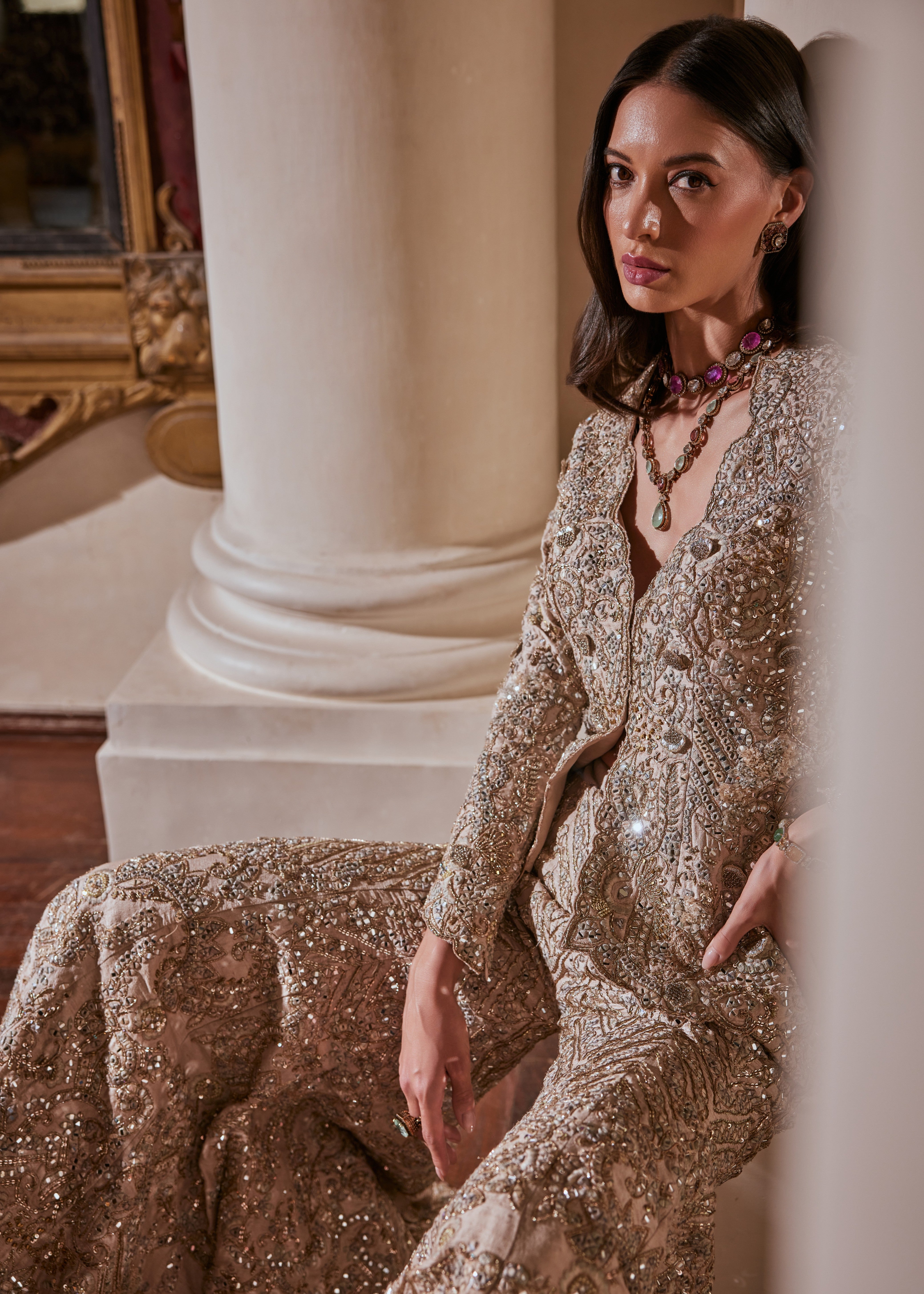 Grey Jacket and Sharara Set