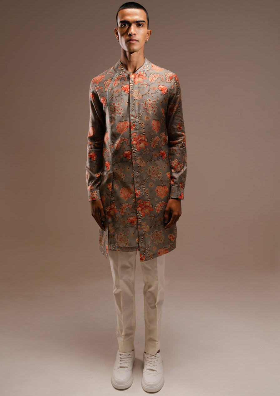 Grey Hamdard Long Kurta Pajama Set